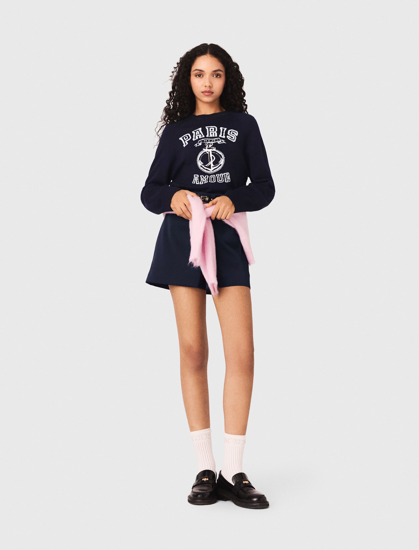 Pullover A Girocollo Con Scritta - Blu Navy - Taglia 44 - Maje