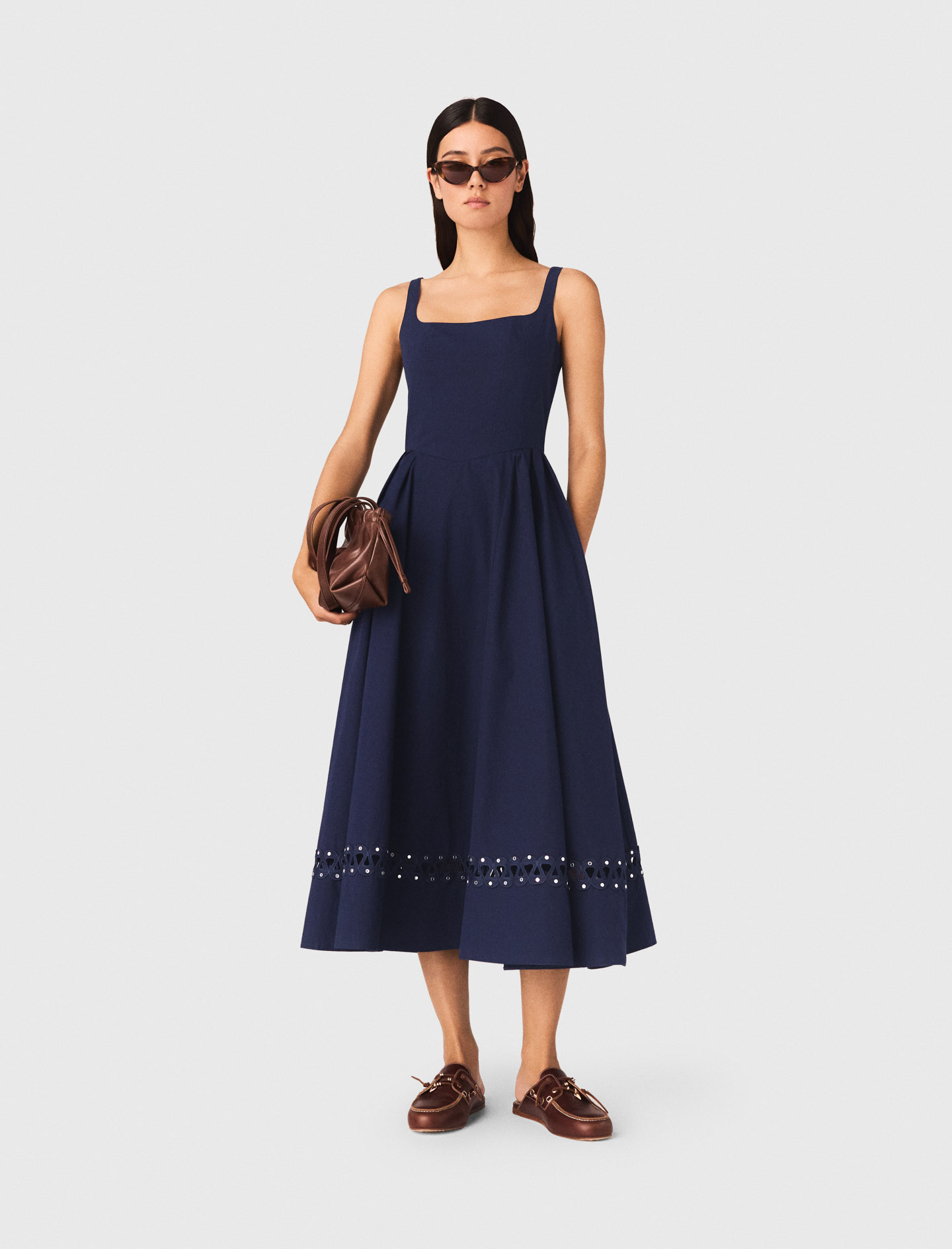 Abito Midi Svasato - Blu Navy - Taglia 46 - Maje