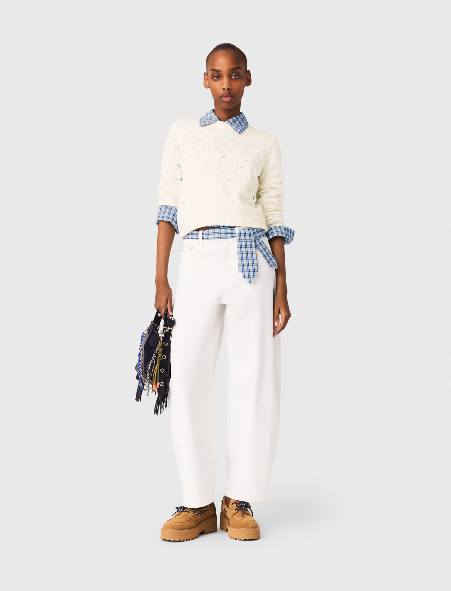 Cardigan Con Strass Sul Davanti - Écru - Taglia 44 - Maje