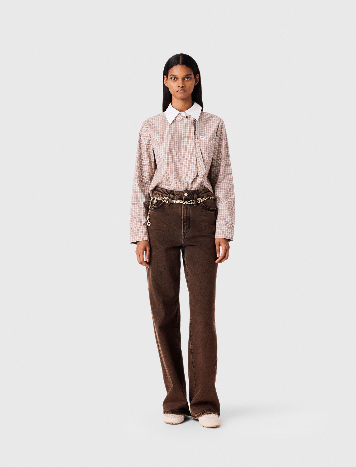 Jeans Bootcut Con Catena - Marrone - Taglia 44 - Maje