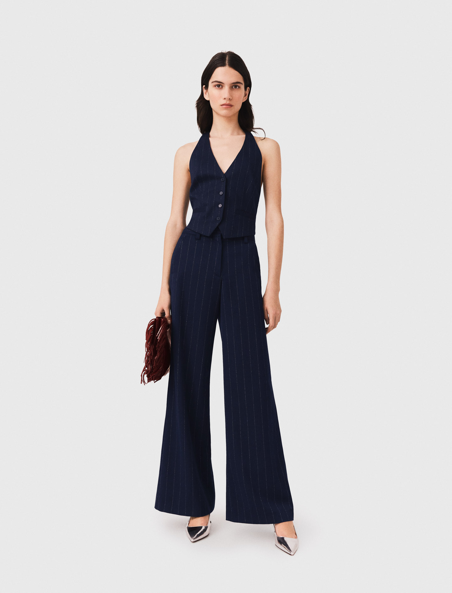 Pantaloni Da Tailleur - Blu Navy - Taglia 42 - Maje