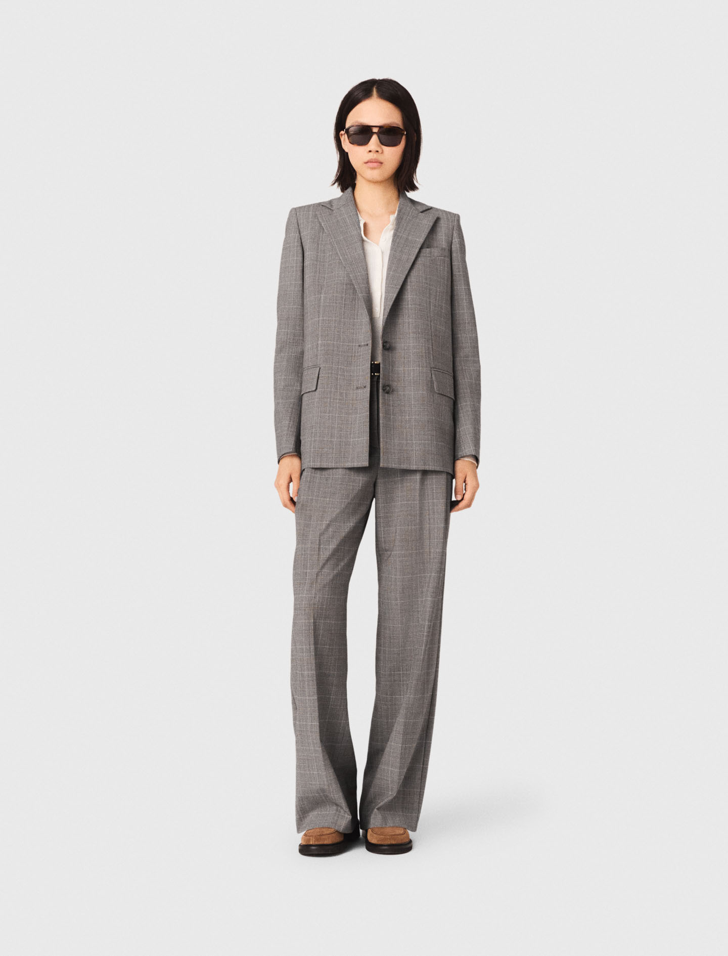 Giacca Da Tailleur A Quadri - Grigio - Taglia 44 - Maje