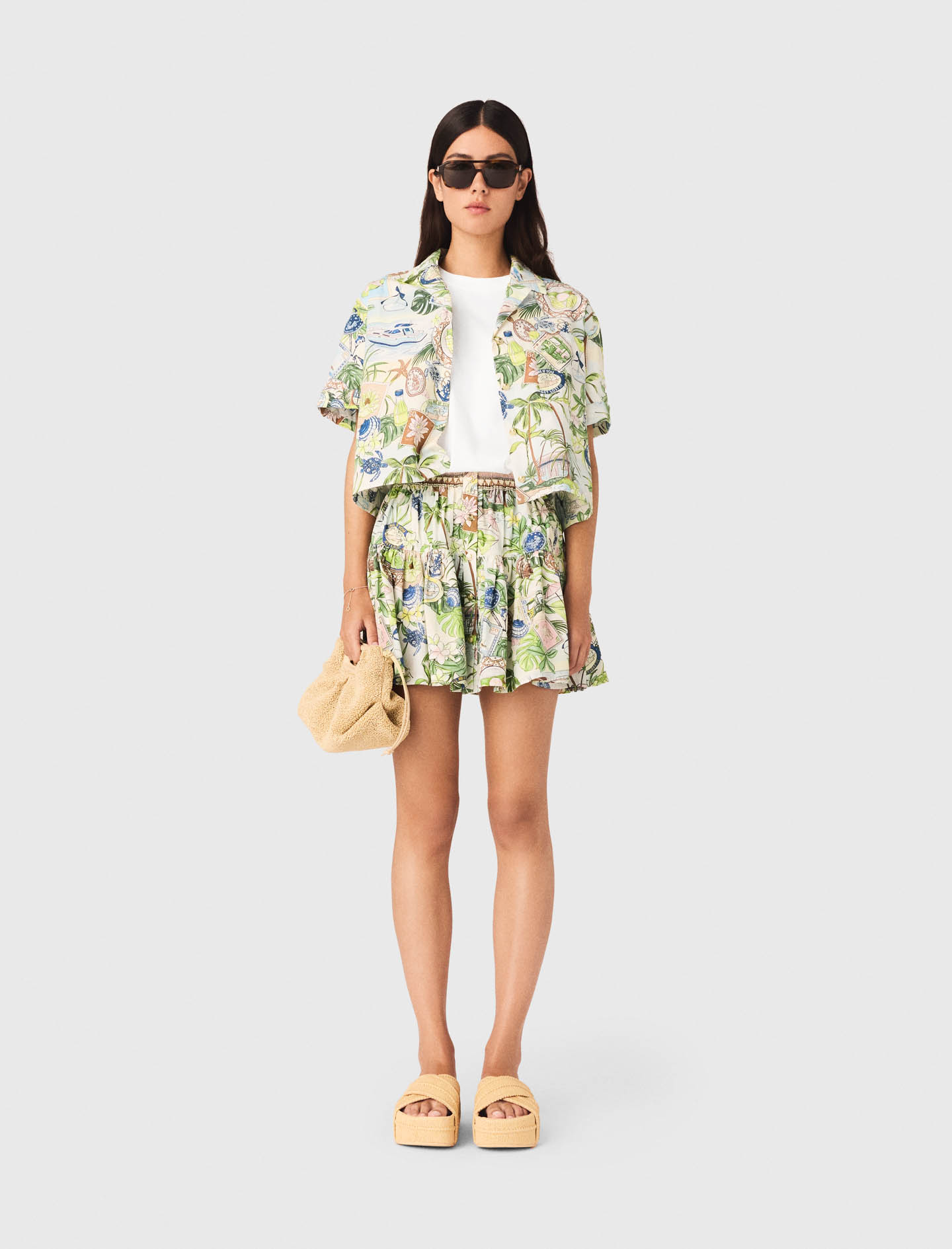 Camicia Corta Con Stampa - Carte Postale Print - Taglia 40 - Maje