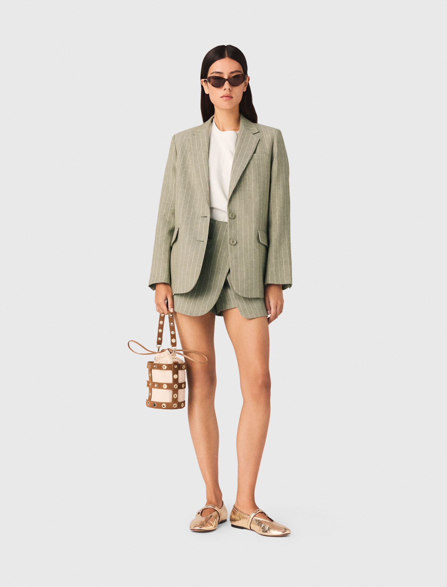 Giacca Da Tailleur In Misto Lino - Cachi - Taglia 40 - Maje
