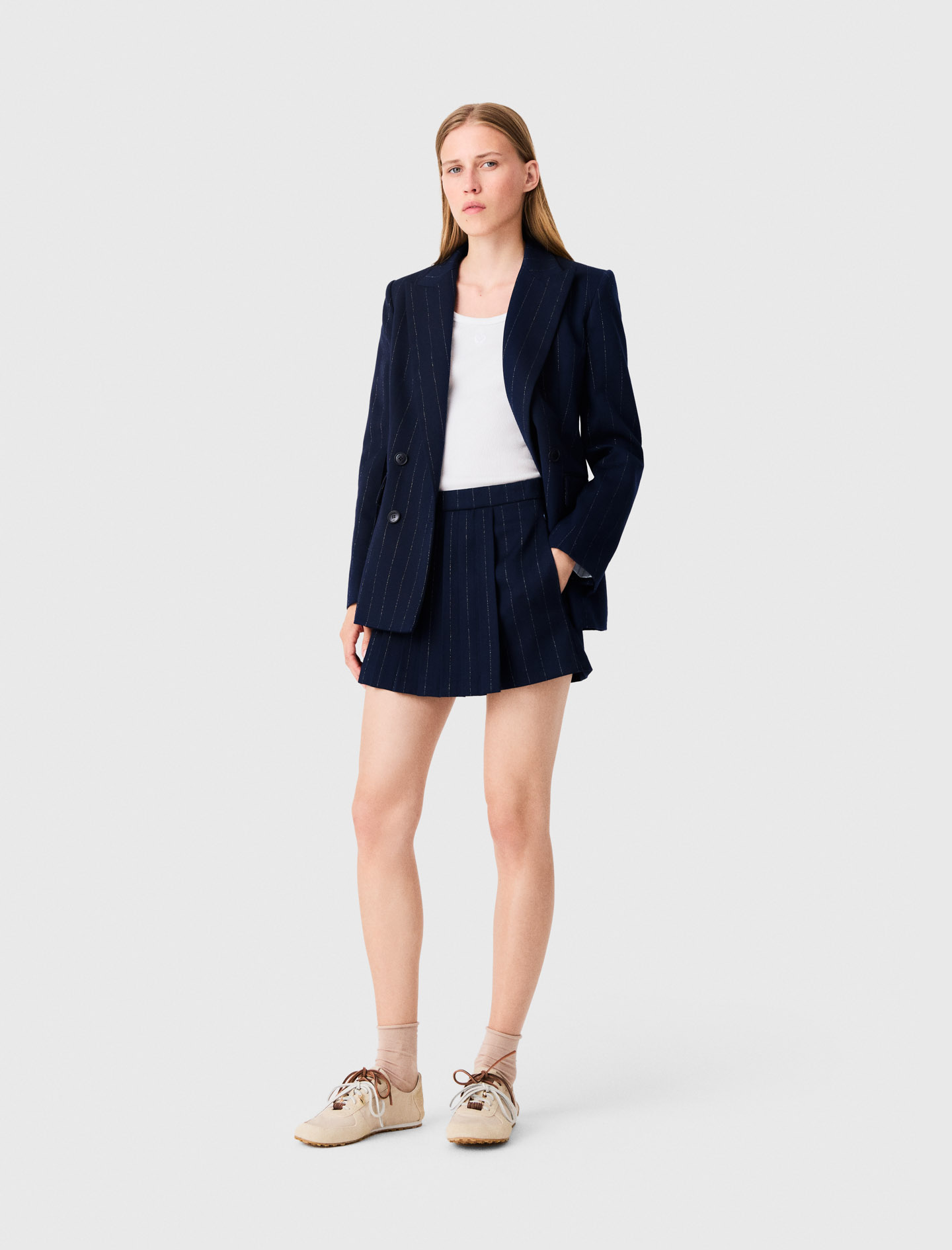Shorts Da Tailleur Con Lurex - Blu Navy - Taglia 38 - Maje