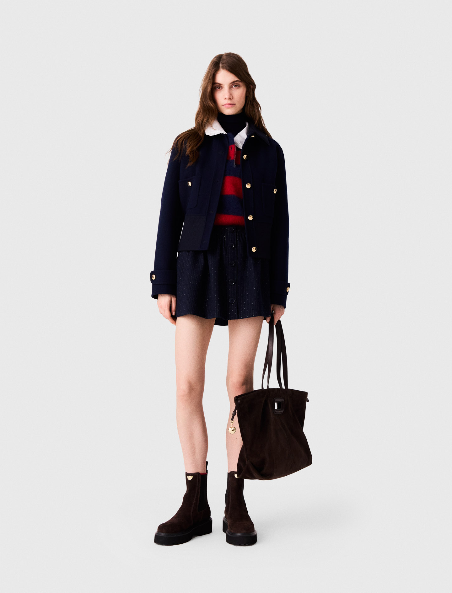 Giubbotto Corto Double Face - Blu Navy - Taglia 42 - Maje