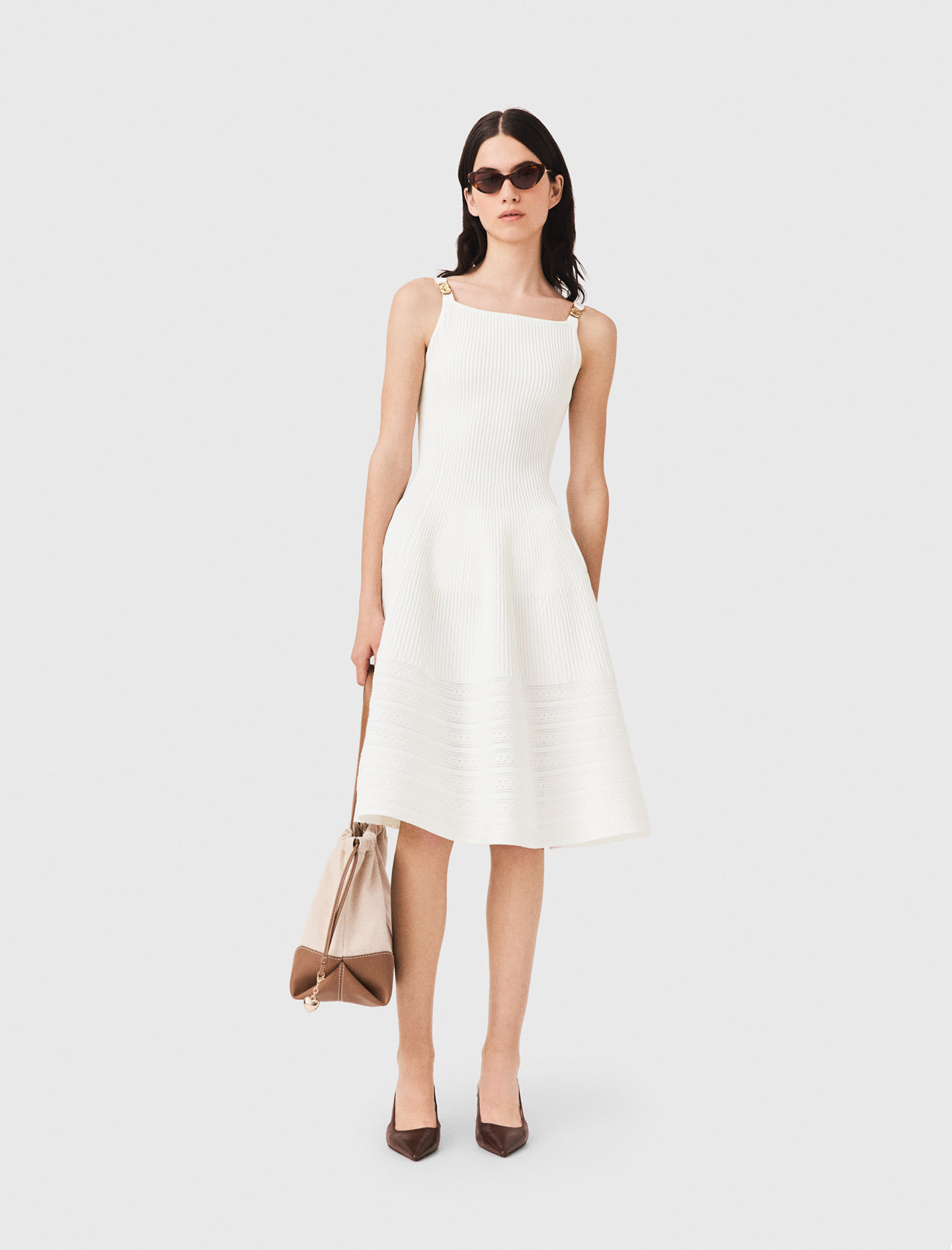 Abito Lungo In Maglia - Bianco - Taglia 40 - Maje