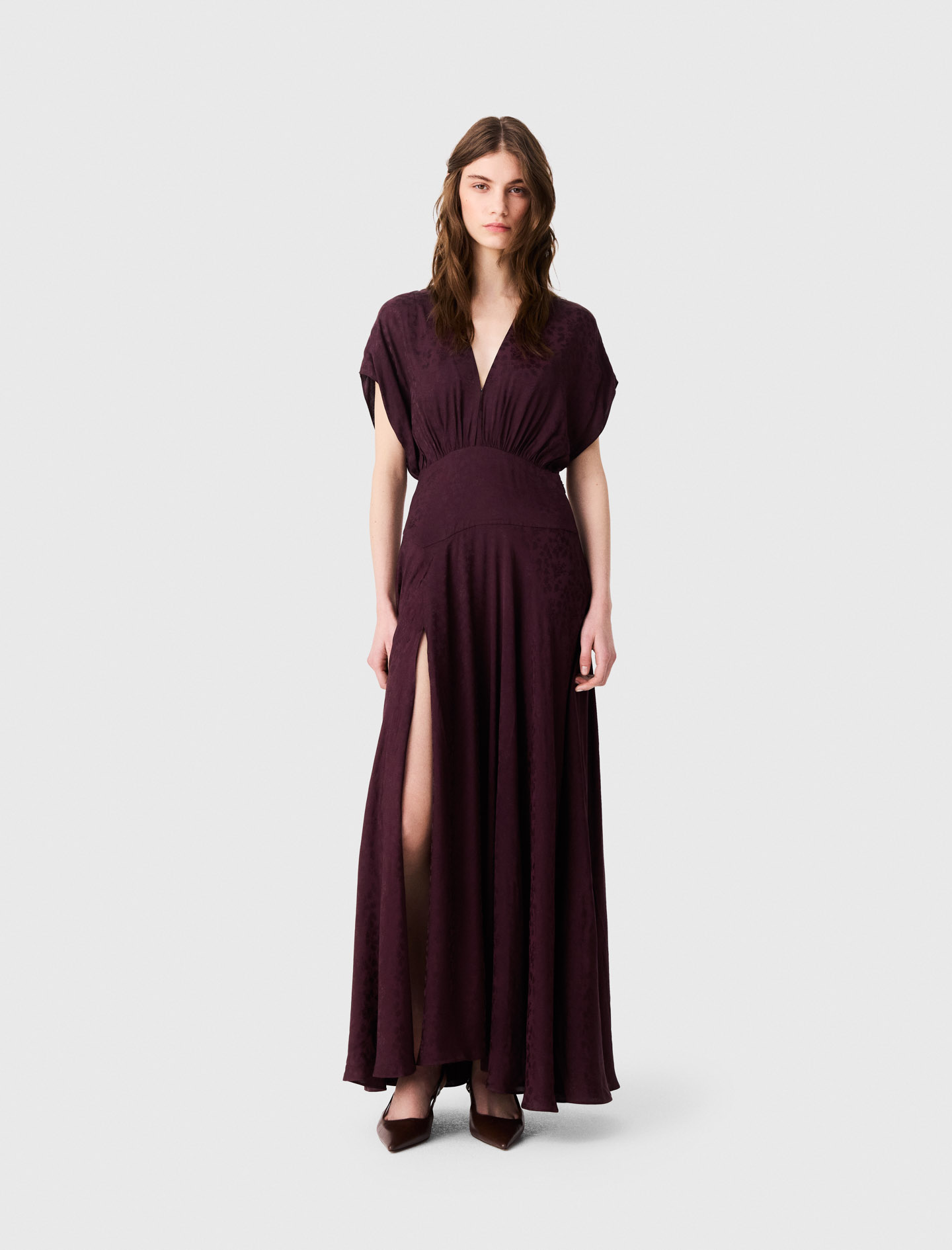 Abito Lungo Con Stampa Jacquard - Bordò - Taglia 38 - Maje