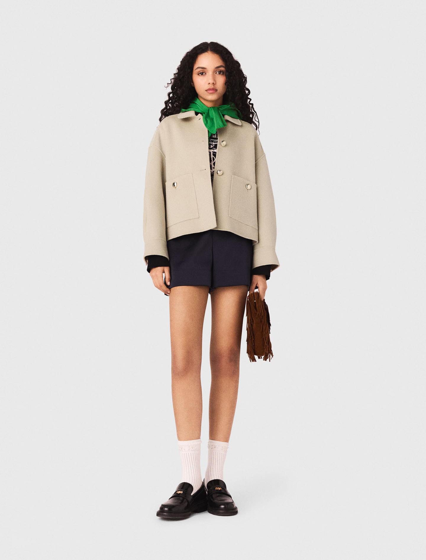 Giacca Corta In Lana E Retro Plissé - Beige - Taglia 40 - Maje