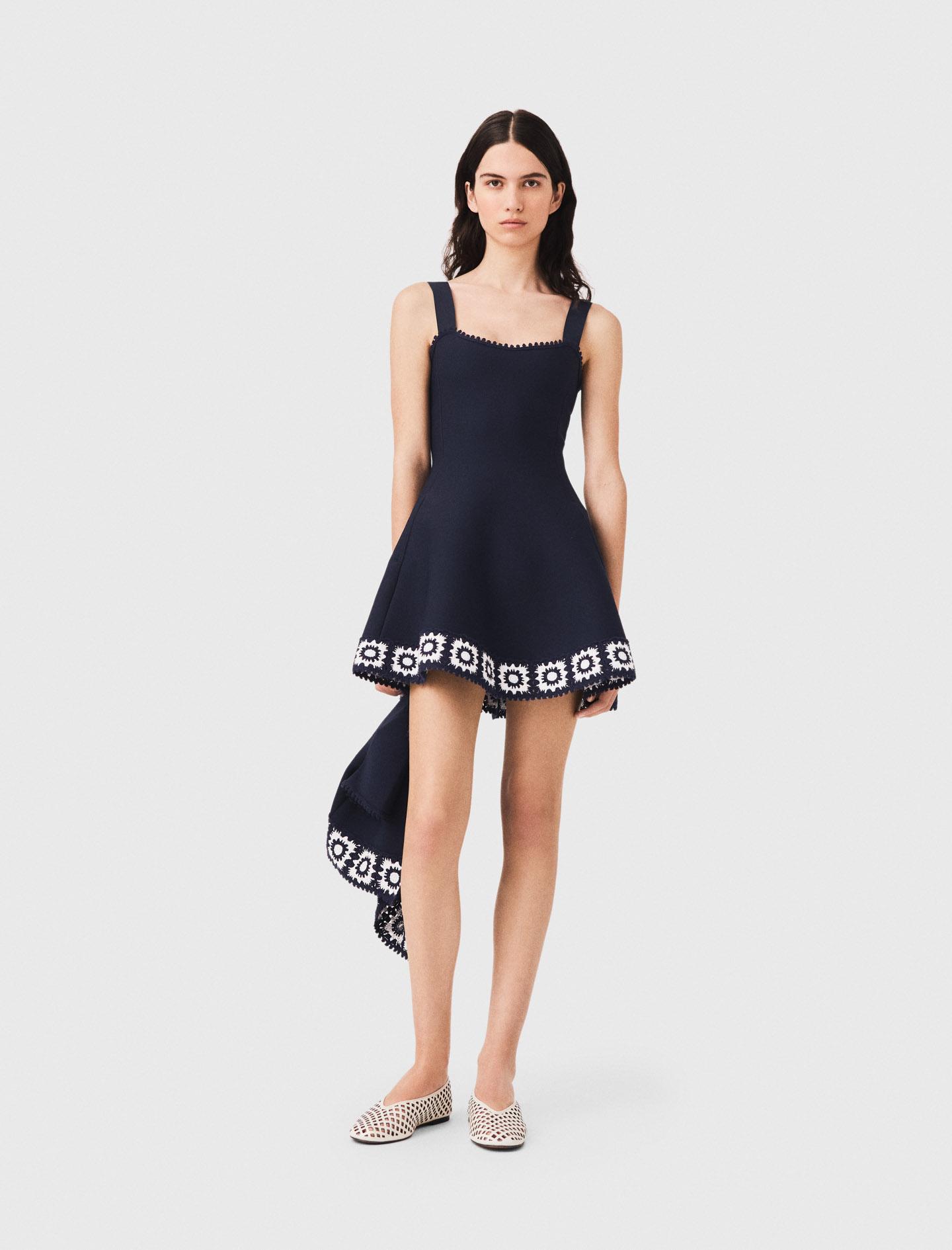Abito Con Inserti In Crochet - Blu Navy - Taglia 42 - Maje