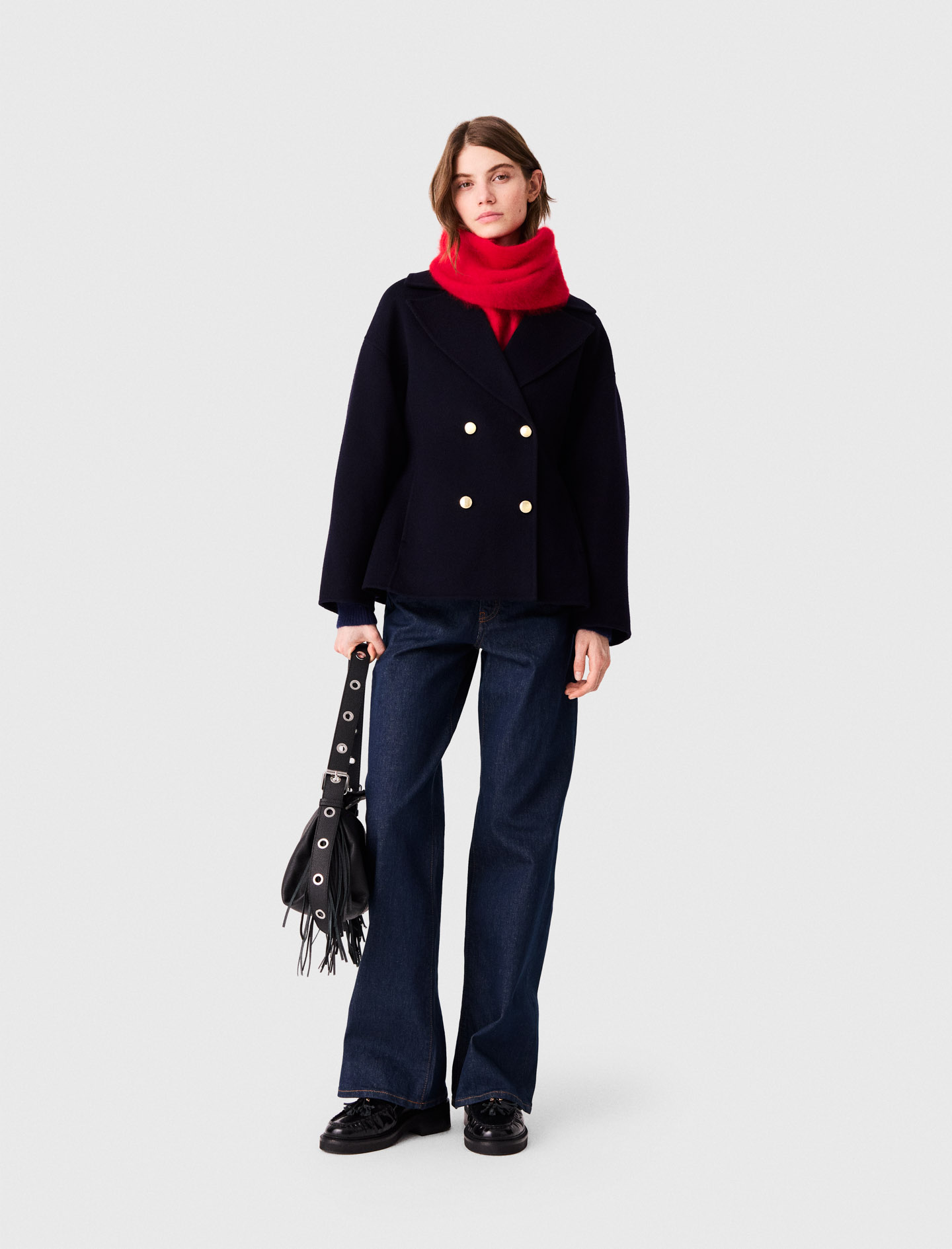 Cappotto Sciancrato Double Face - Blu Navy - Taglia 40 - Maje
