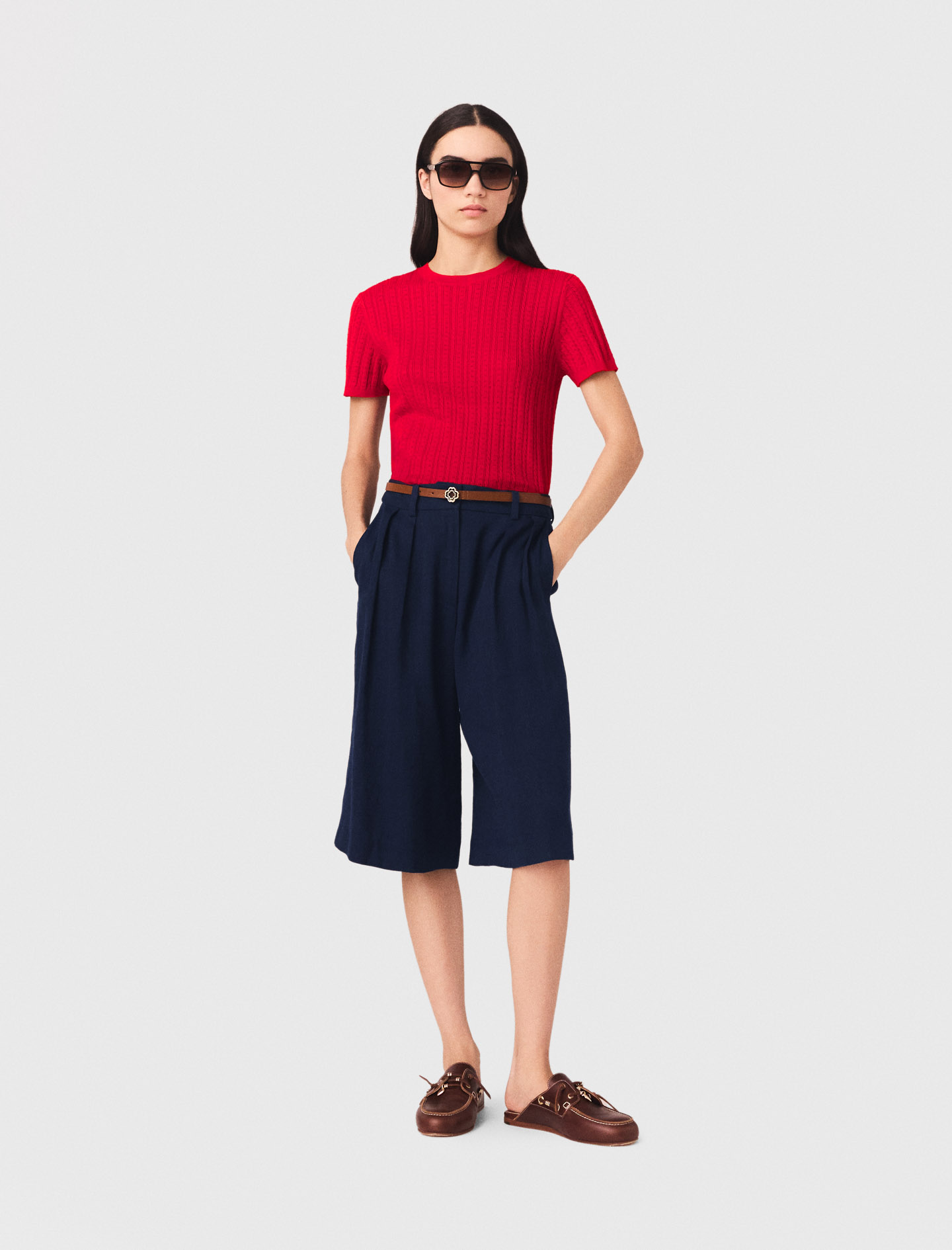 Bermuda In Lino Misto - Blu Navy - Taglia 42 - Maje