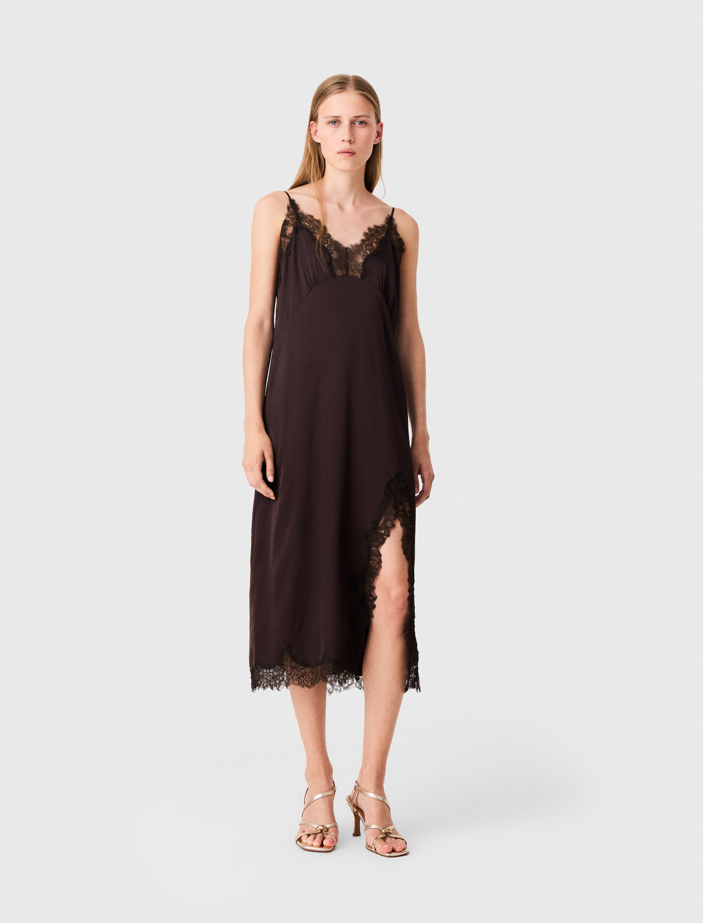 Abito Sottoveste Midi - Marrone Scuro - Taglia 44 - Maje