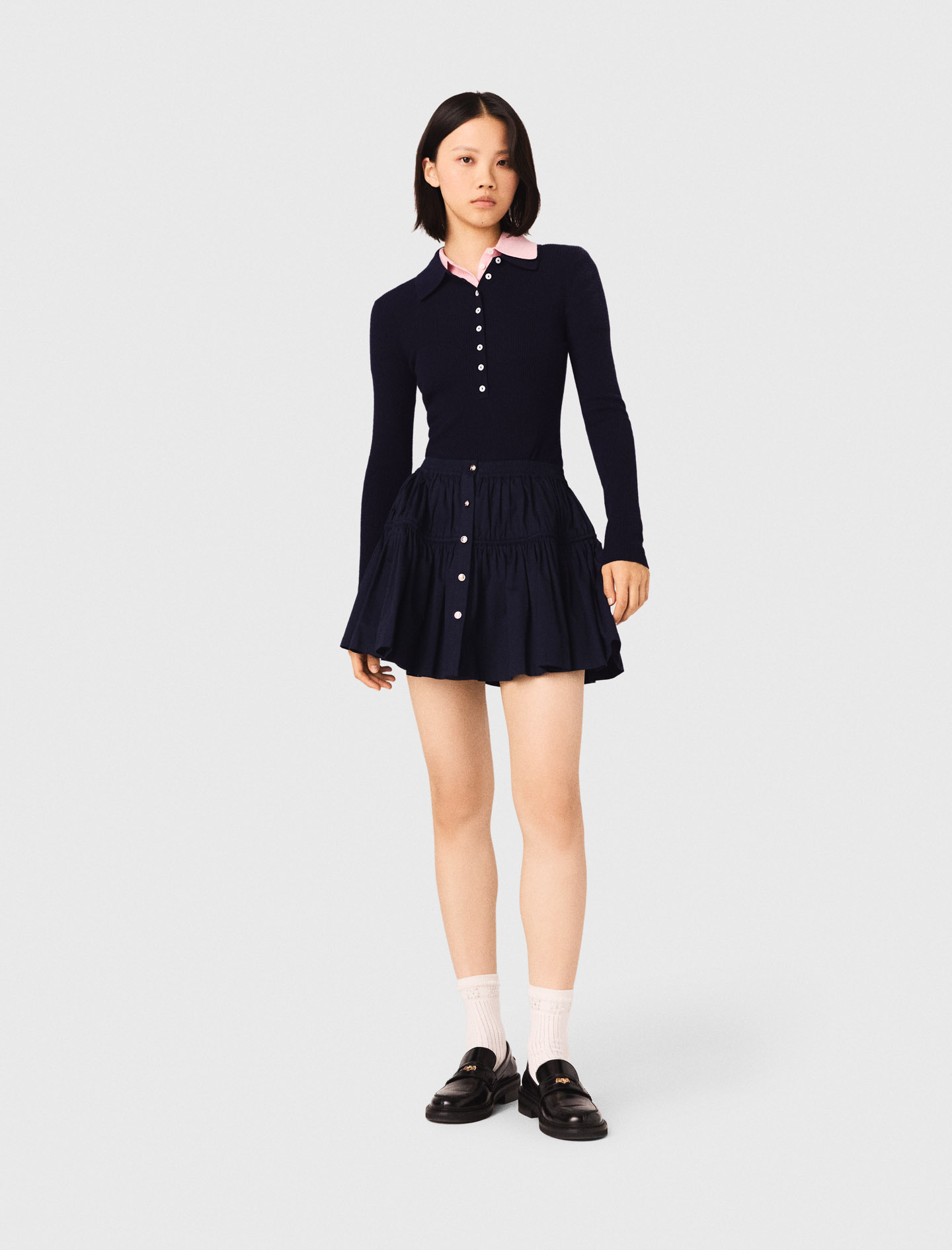 Gonna Corta Con Vita Elasticizzata - Blu Navy - Taglia 44 - Maje