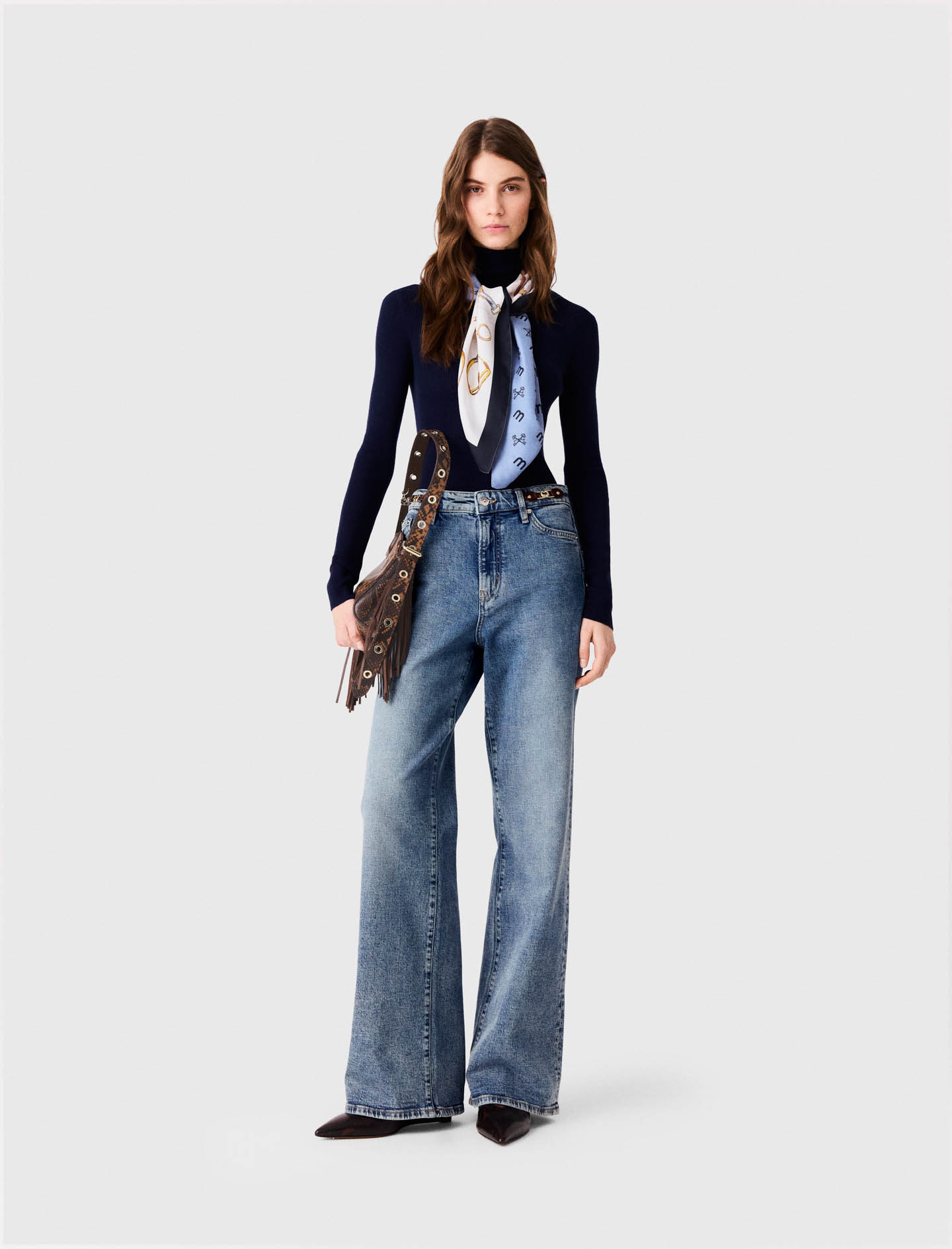 Jeans Larghi Con Fibbie In Pelle - Blu - Taglia 46 - Maje