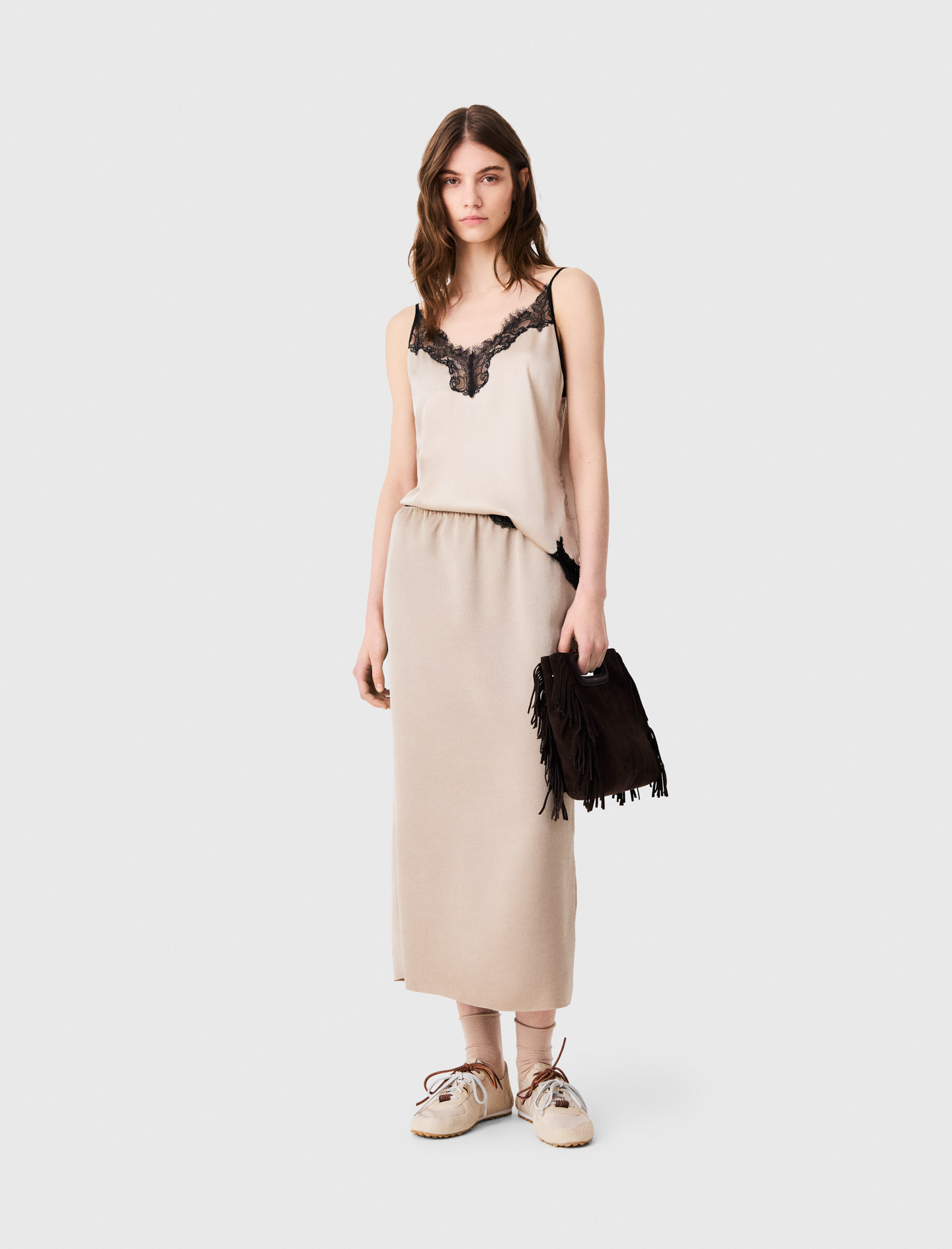 Gonna A Matita In Raso - Beige - Taglia 42 - Maje
