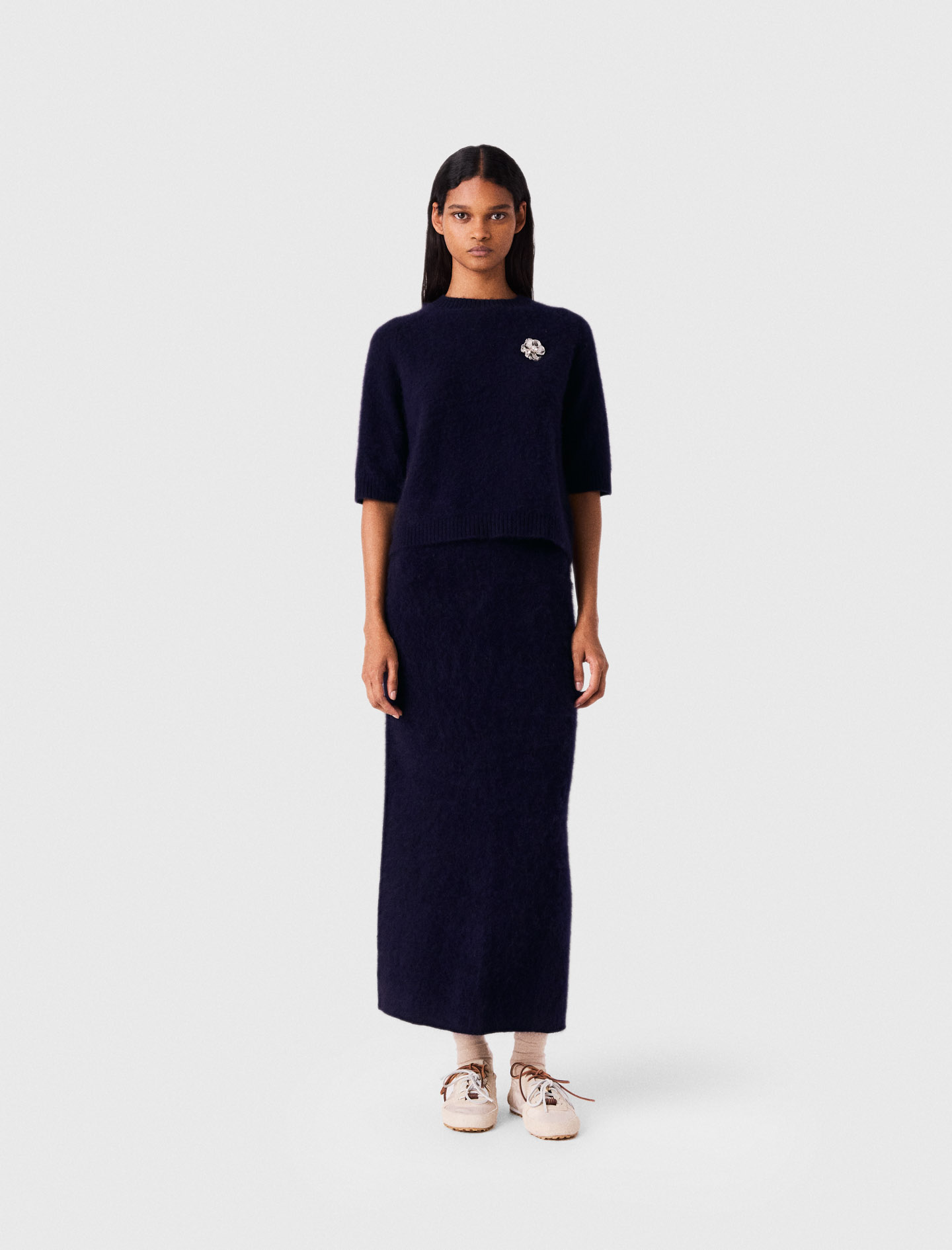 Maglione Con Spilla Floreale - Blu Navy - Taglia 38 - Maje