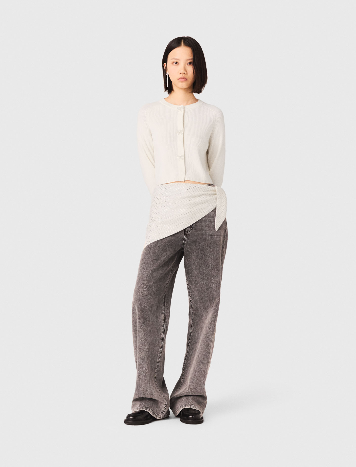 Cardigan Bottoni-gioiello A Fiocco - Écru - Taglia 44 - Maje