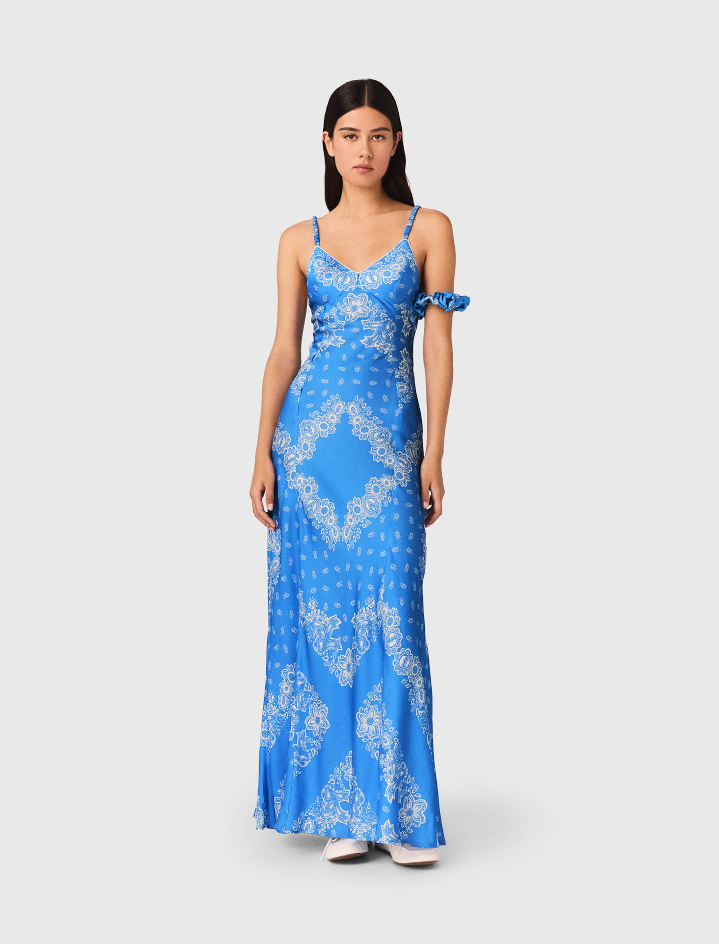 Abito Lungo Con Stampa - Bleu Ciel Bandana Print - Taglia 44 - Maje
