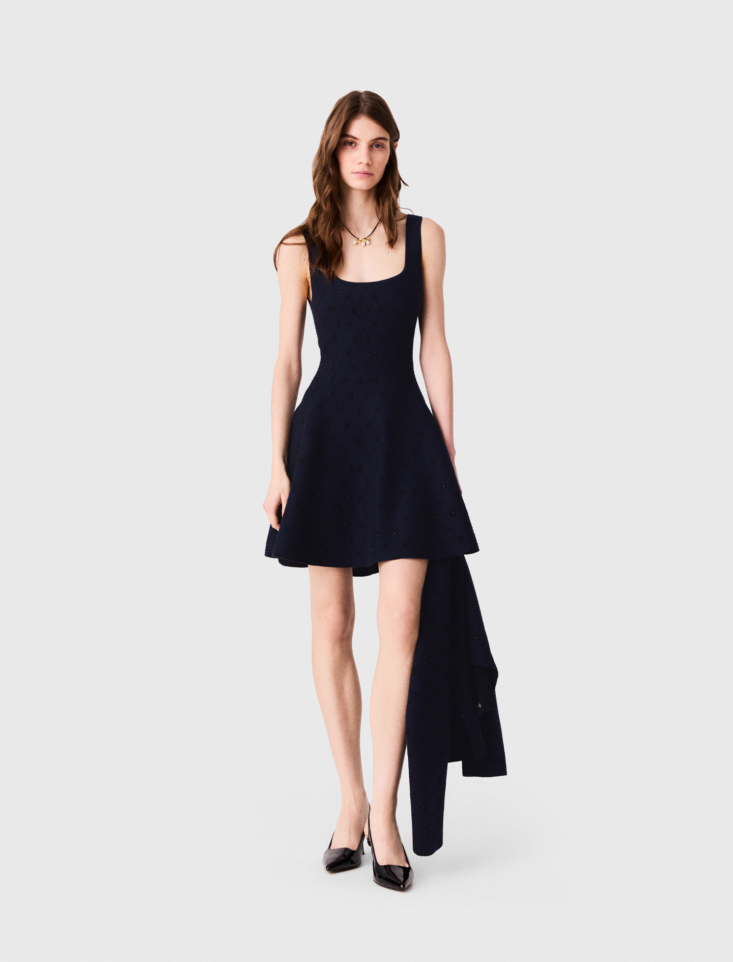 Abito Corto Svasato In Jacquard - Blu Navy - Taglia 38 - Maje