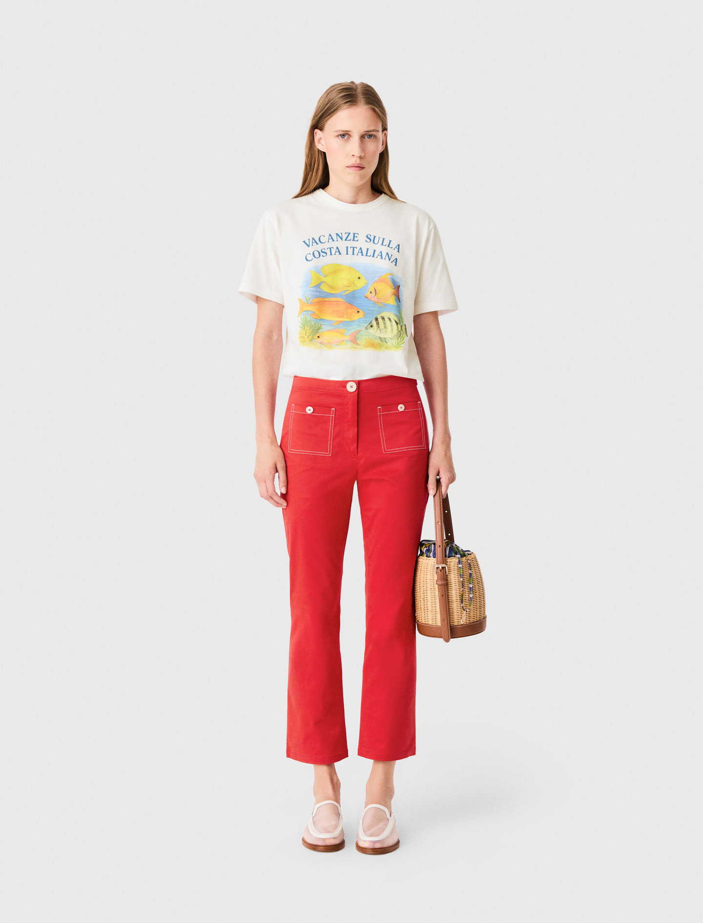 Pantaloni Alla Pescatora In Cotone - Rosso - Taglia 40 - Maje