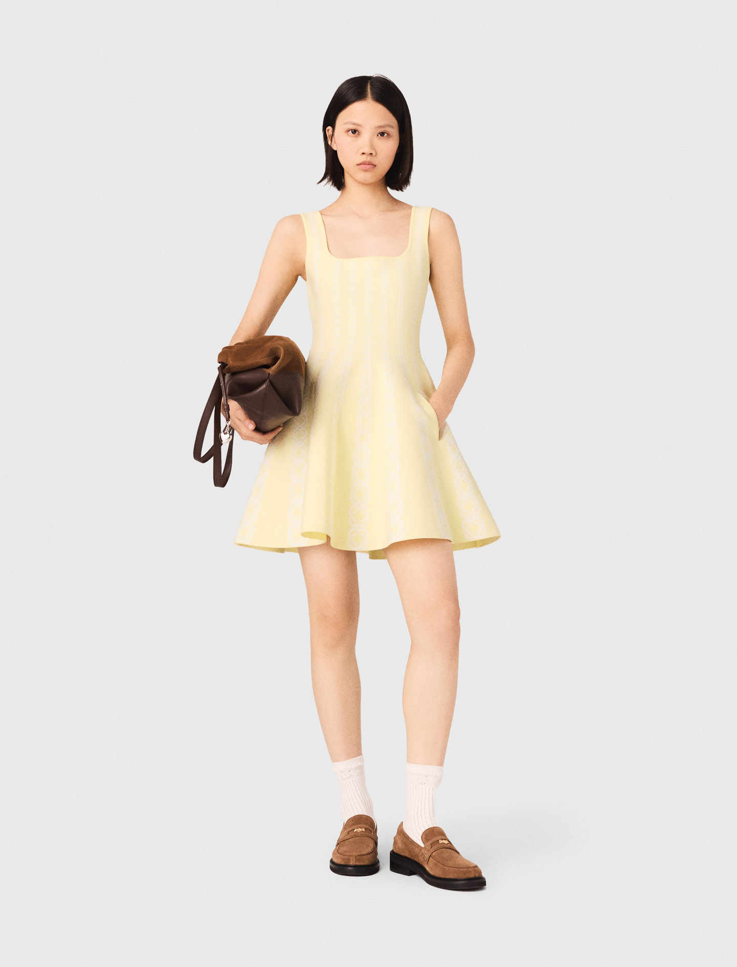 Abito Corto In Maglia Jacquard - Giallo Paglierino - Taglia 40 - Maje