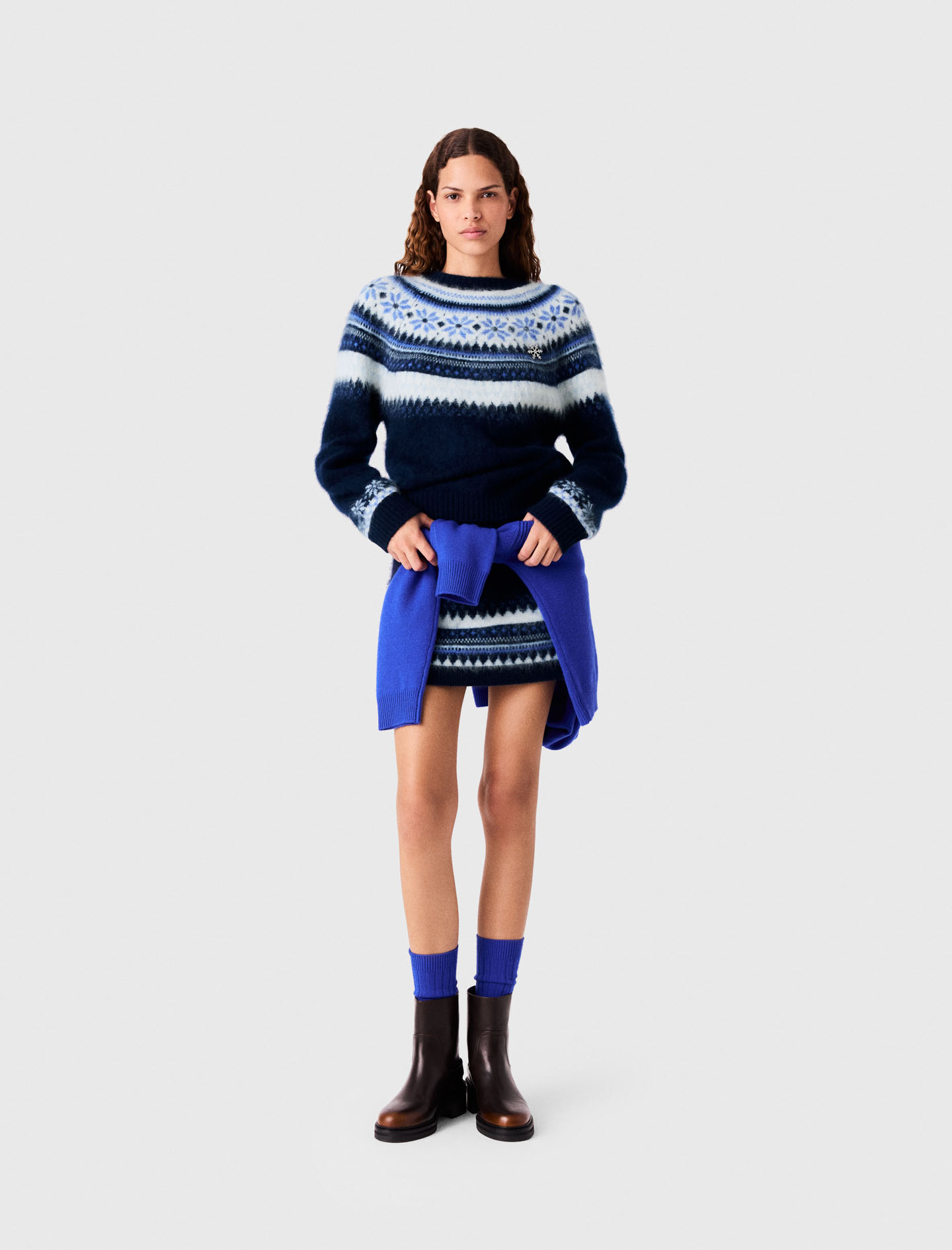 Pullover In Maglia Jacquard - Blu Navy - Taglia 44 - Maje