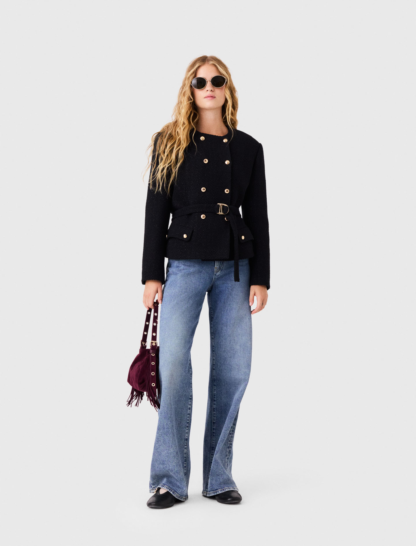 Giacca Midi Doppiopetto - Nero - Taglia 40 - Maje