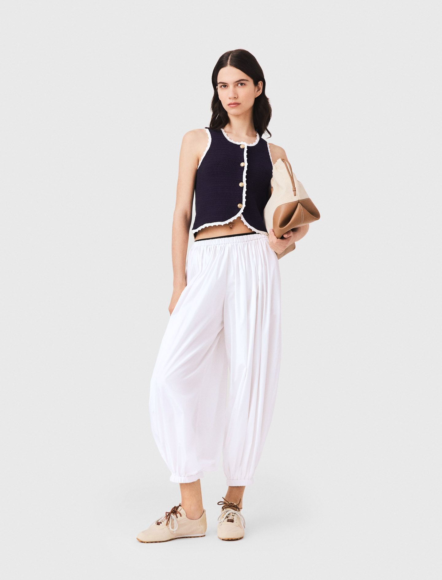 Top In Maglia Con Finiture Crochet - Blu Navy - Taglia 44 - Maje