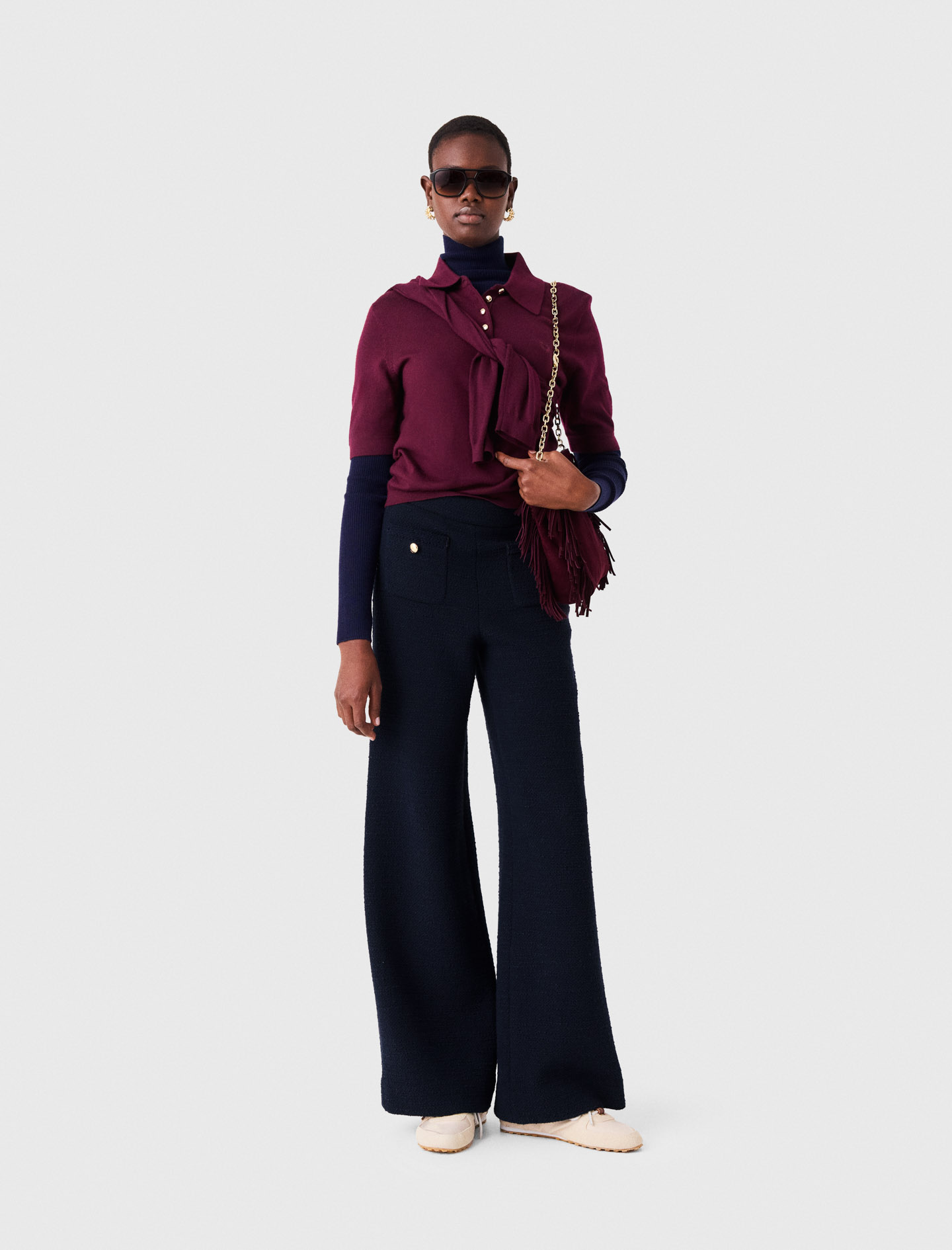 Pantaloni In Tweed - Blu Navy - Taglia 42 - Maje