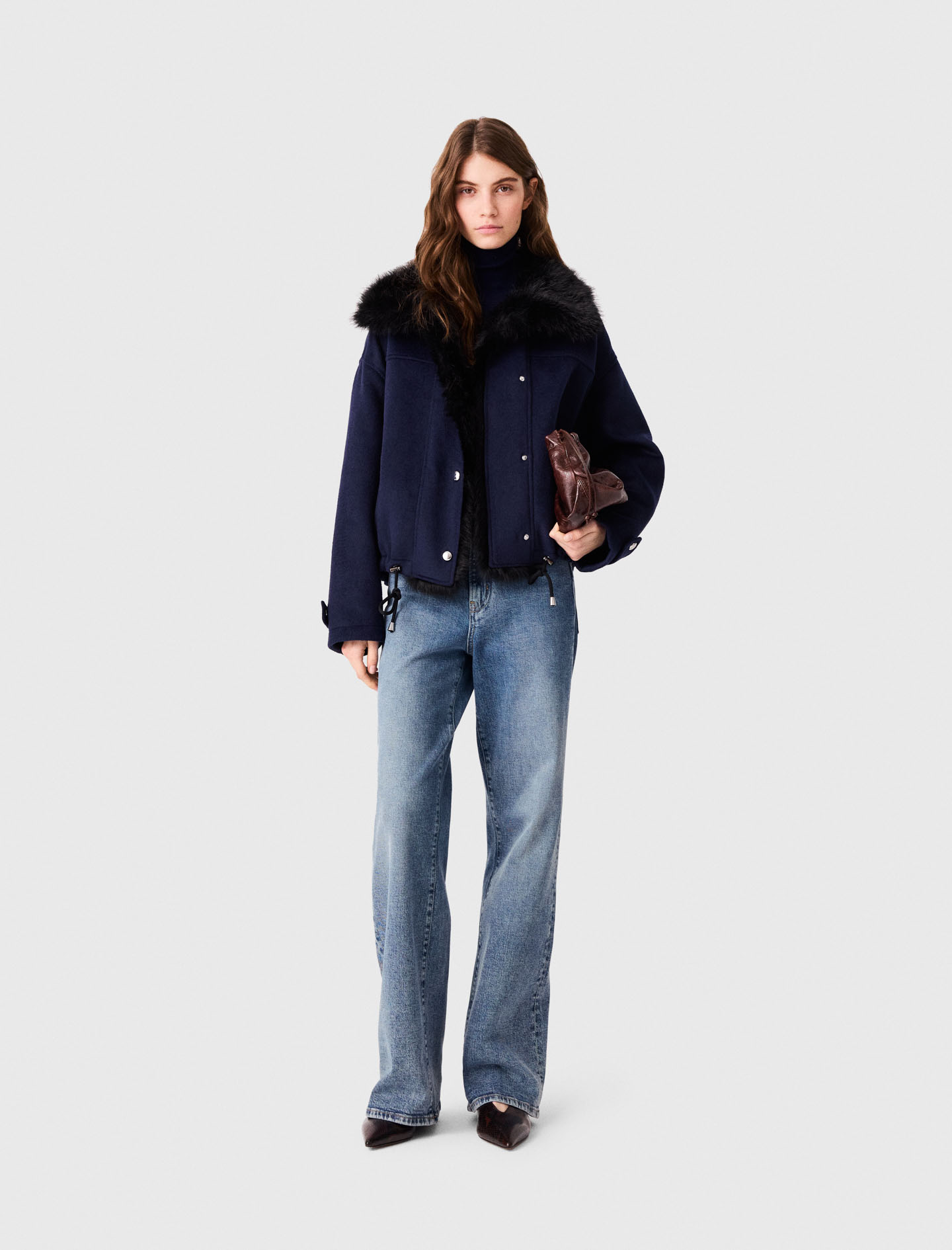 Cappotto Corto Double Face - Blu Navy - Taglia 38 - Maje