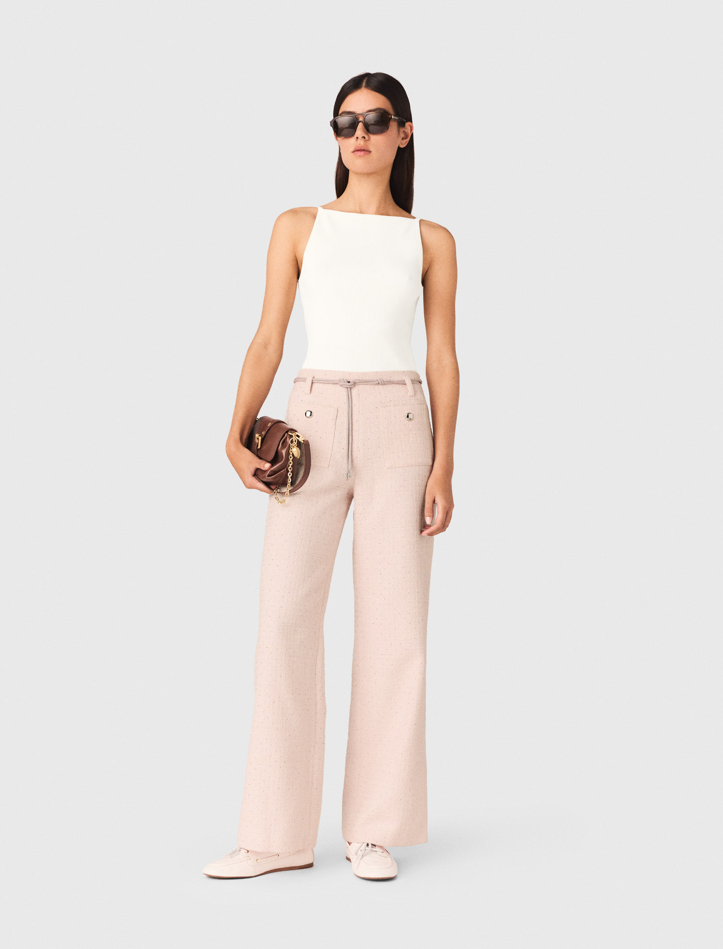 Pantaloni In Tweed - Rosa - Taglia 42 - Maje