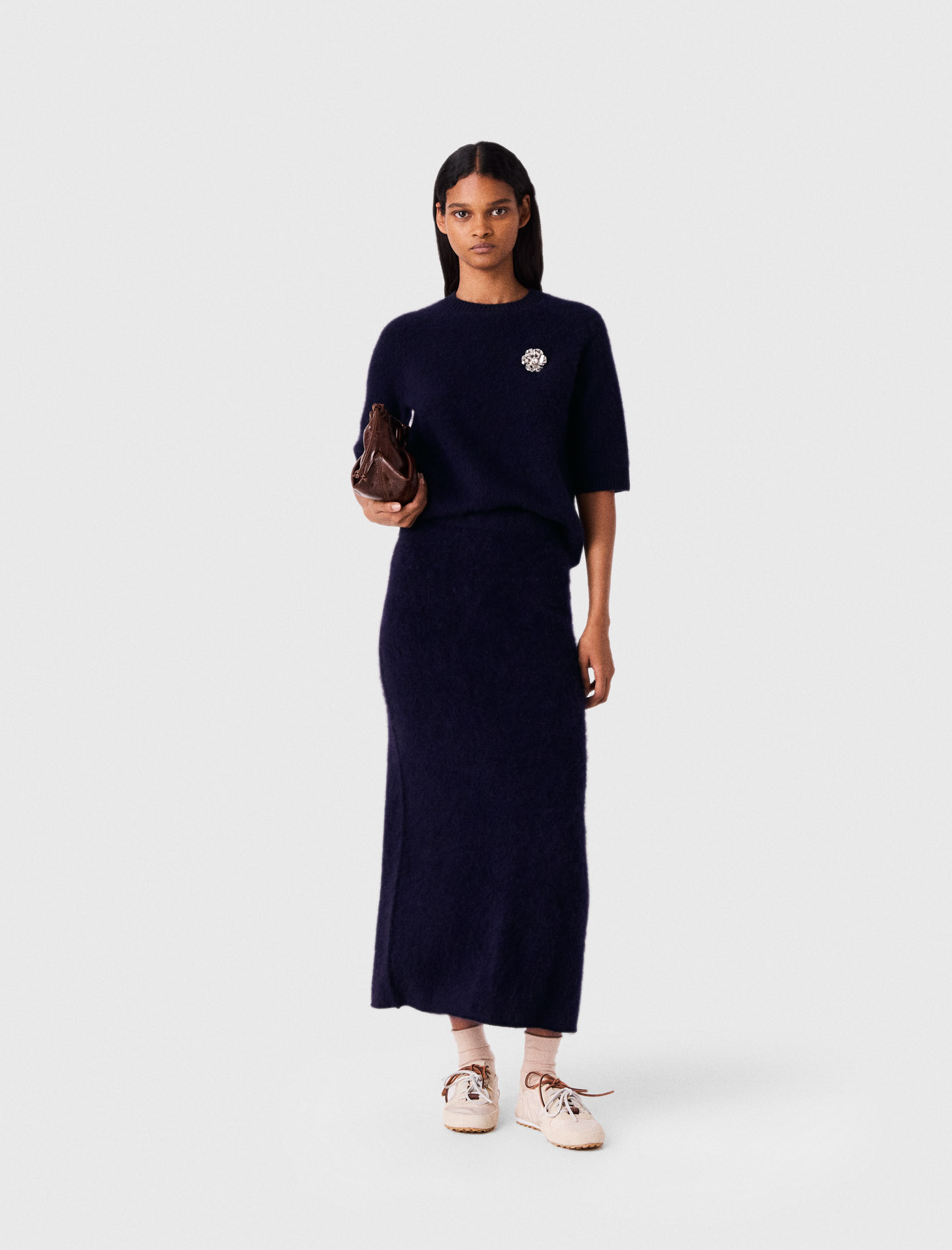 Gonna Dritta In Maglia - Blu Navy - Taglia 38 - Maje