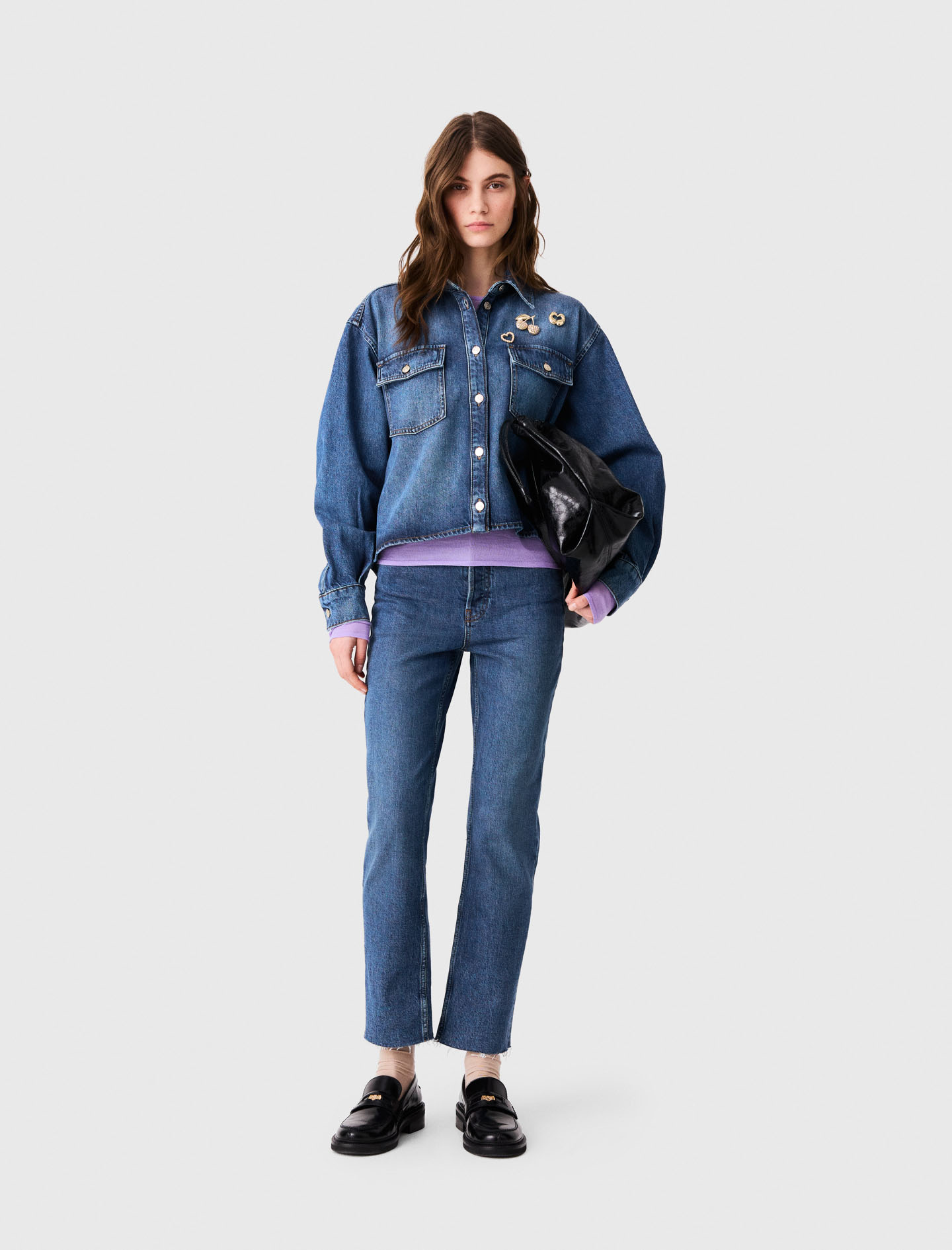 Camicia In Denim Con Spille - Blu - Taglia 44 - Maje