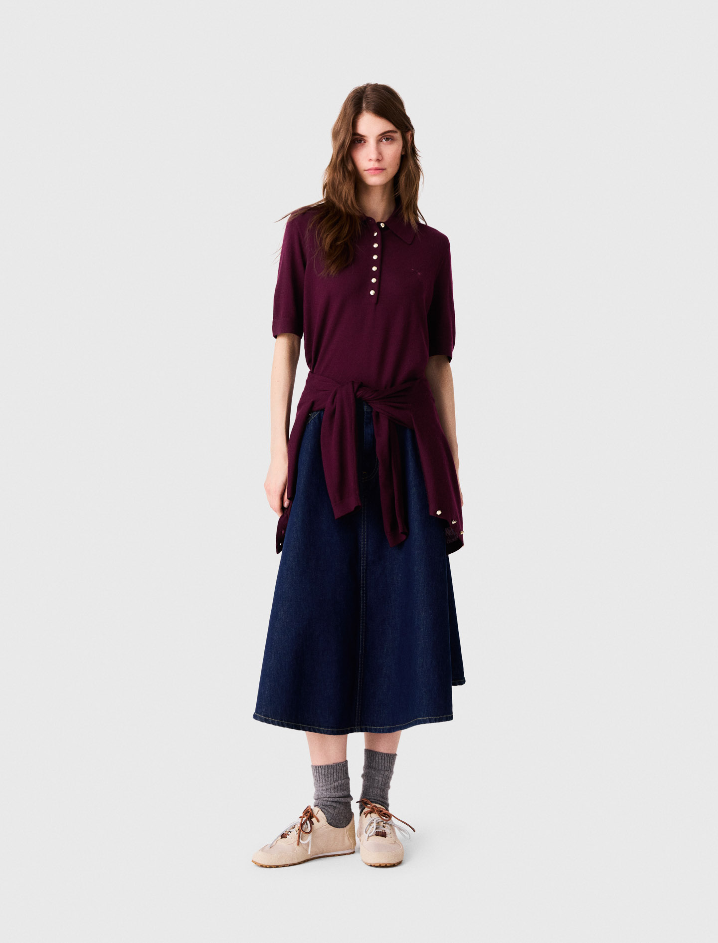 Pullover Con Colletto Polo - Melanzana - Taglia 42 - Maje
