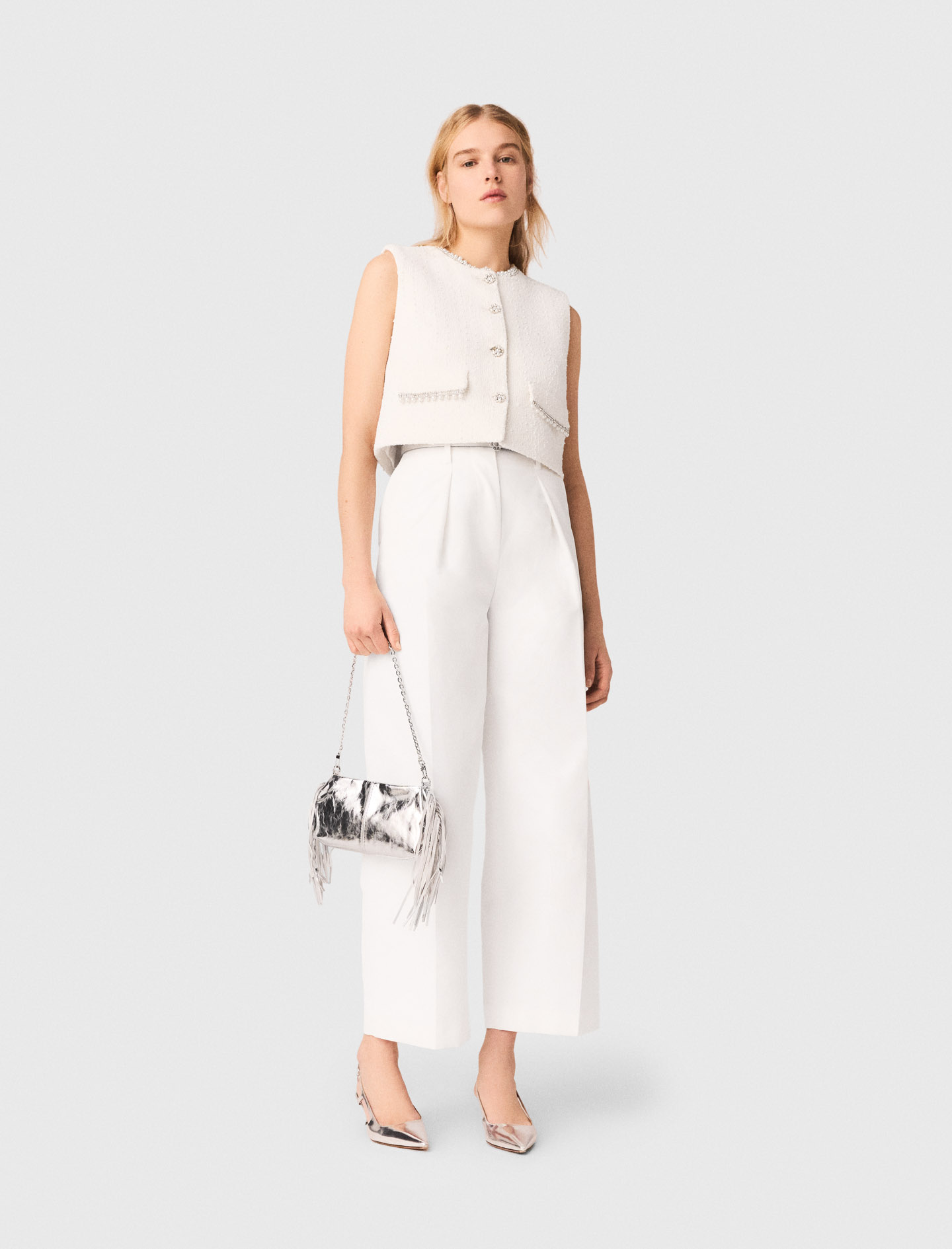 Pantaloni Da Tailleur A Palloncino - Bianco - Taglia 44 - Maje