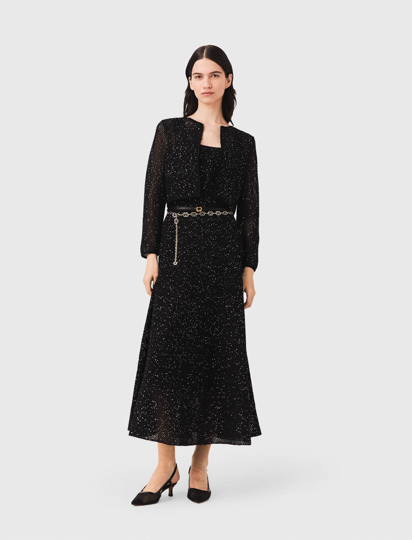 Cardigan In Maglia Glitterata - Nero - Taglia 42 - Maje