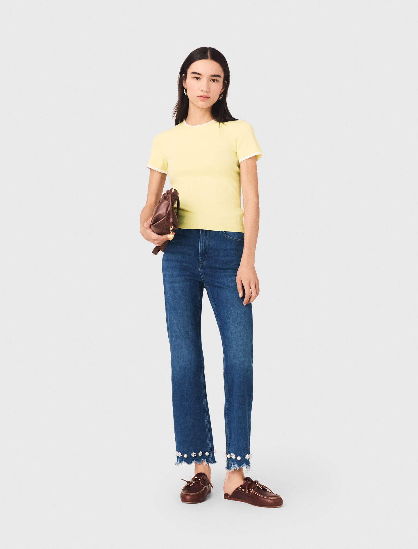 Jeans Bootcut Con Perle - Blu - Taglia 44 - Maje
