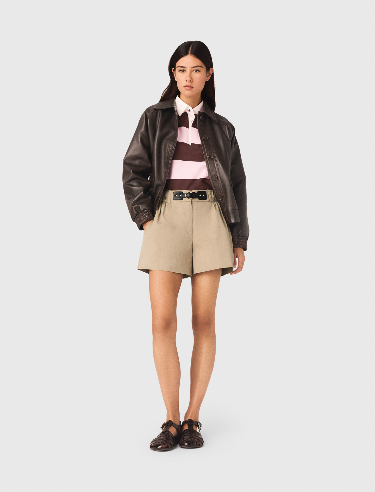 Shorts In Cotone - Cammello - Taglia 46 - Maje