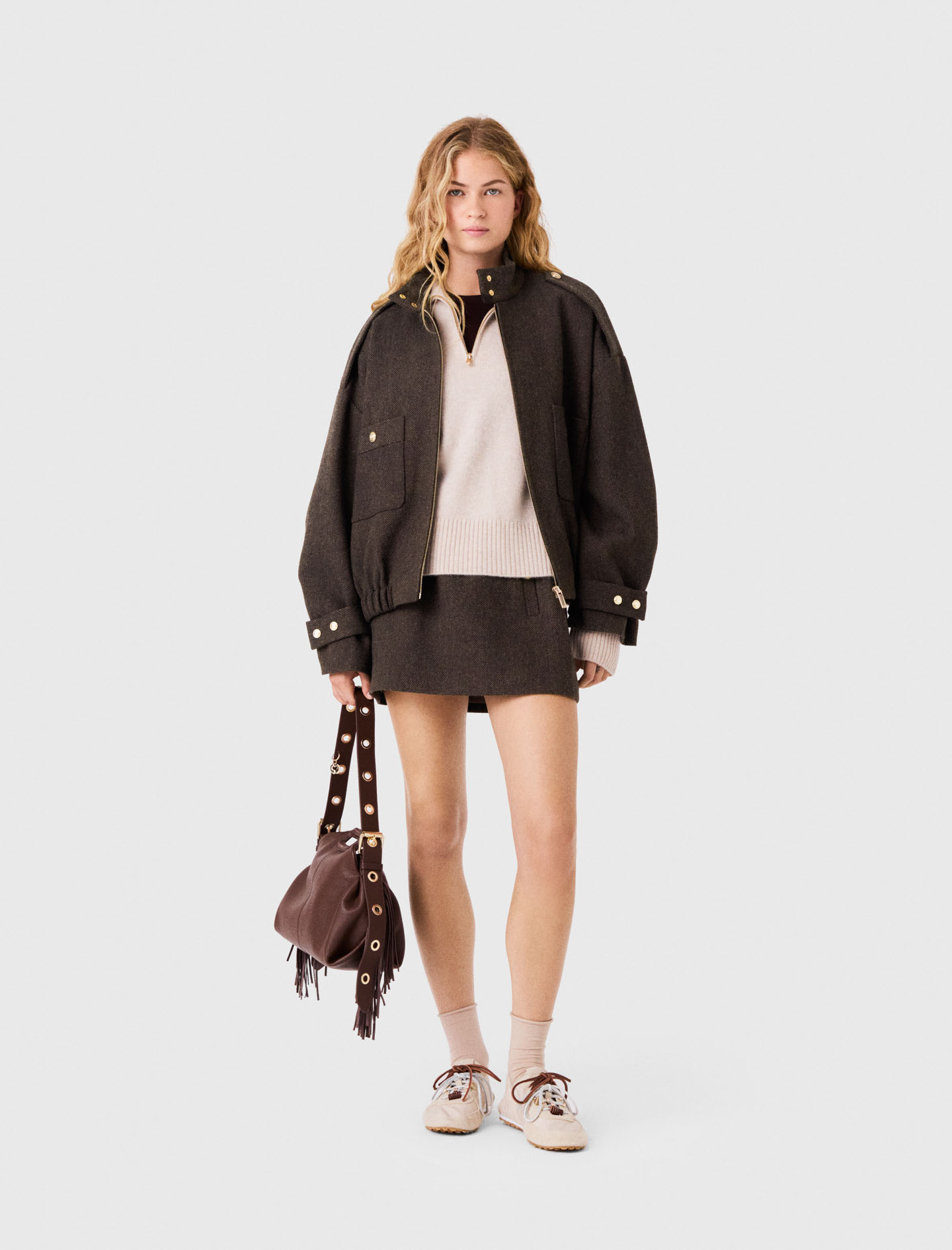 Giacca Oversize Di Lana - Marrone Scuro - Taglia 44 - Maje
