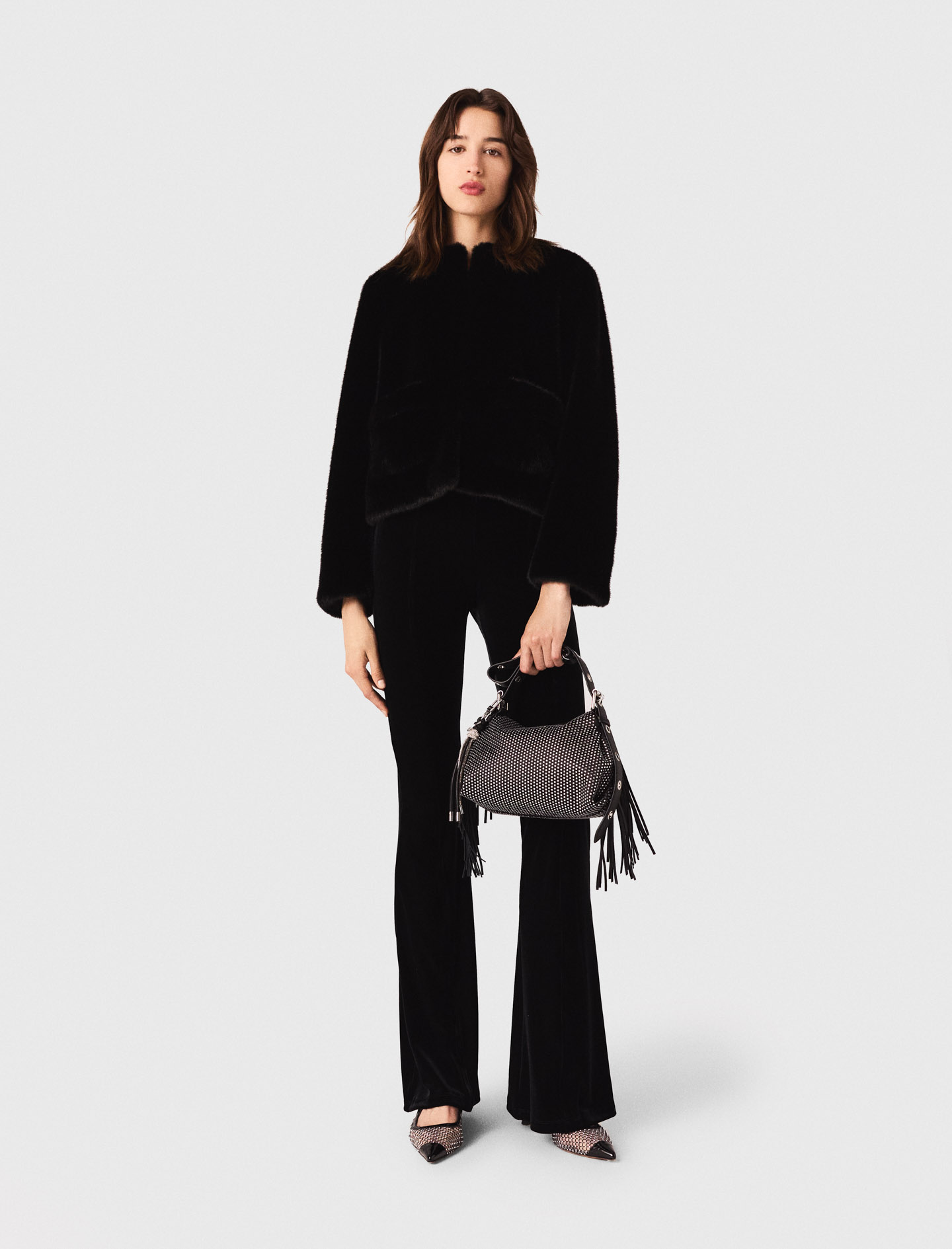Pantaloni In Velluto Stretch - Nero - Taglia 42 - Maje