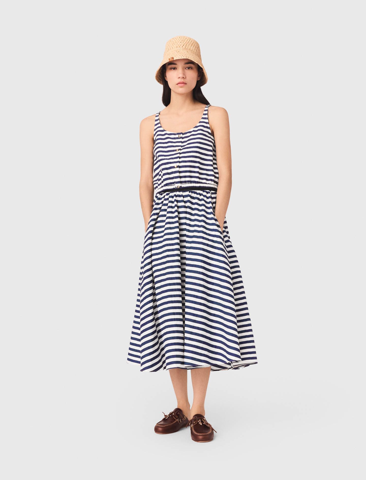 Top In Misto Lino - Bianco/blu - Taglia 42 - Maje