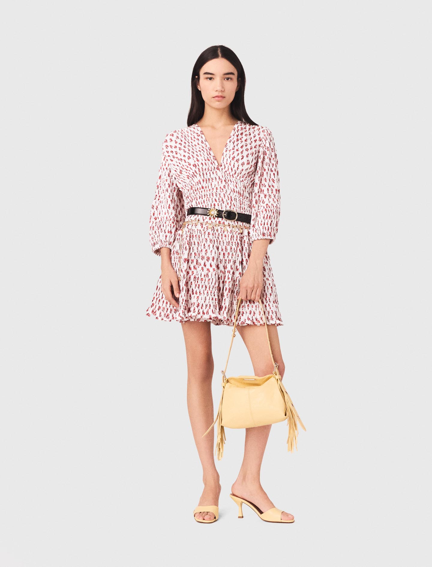 Abito Plissettato Con Stampa - Rouge Petites Fleurs Print - Taglia 46 - Maje