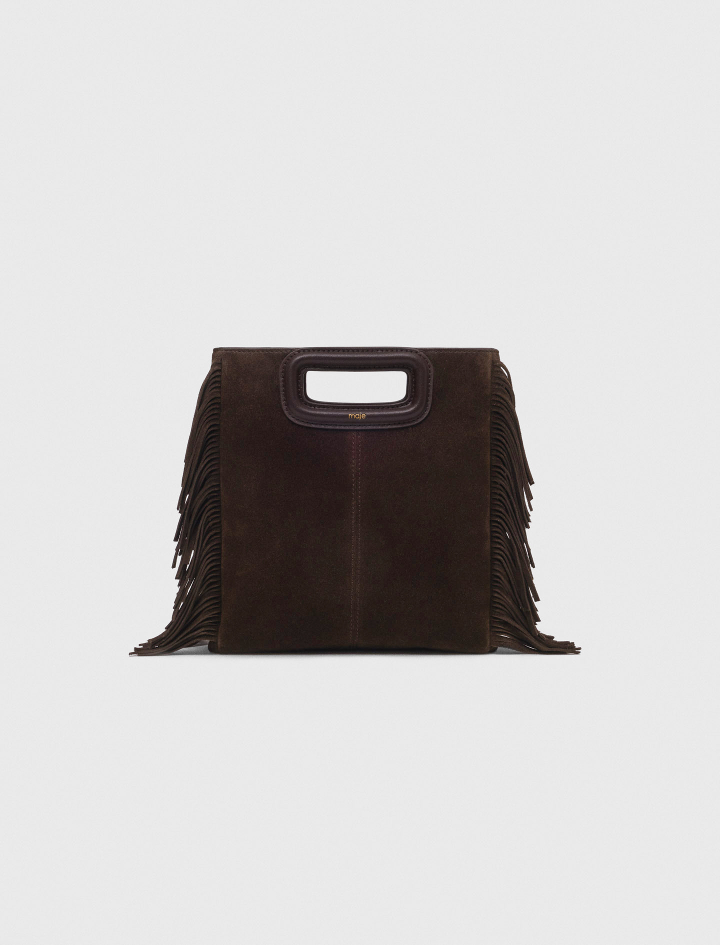 Borsa M In Pelle Scamosciata - Marrone Scuro - Maje