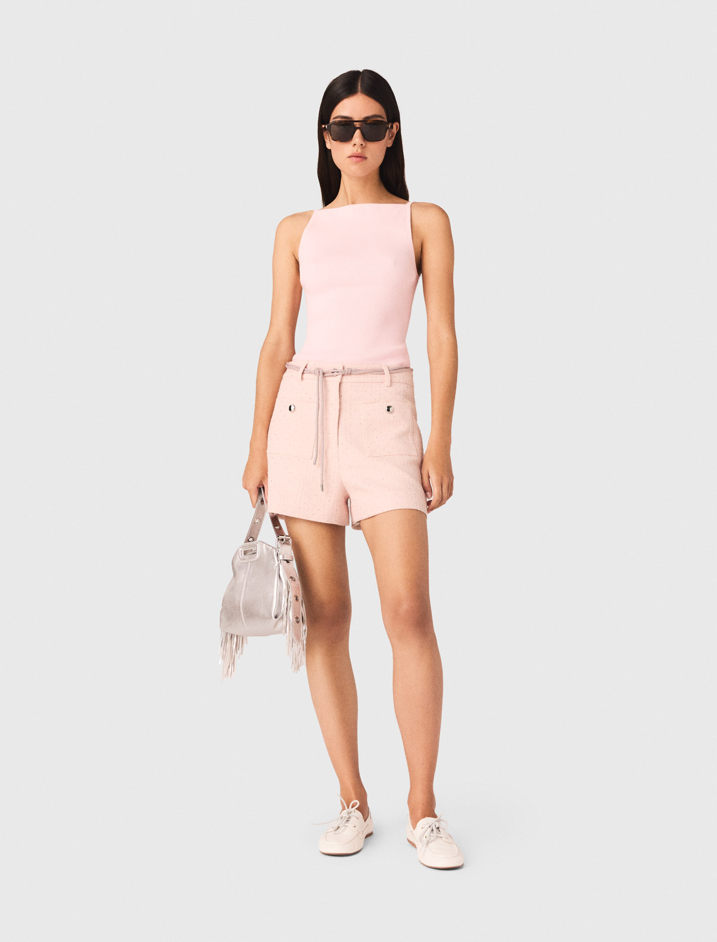Shorts In Tweed - Rosa - Taglia 42 - Maje