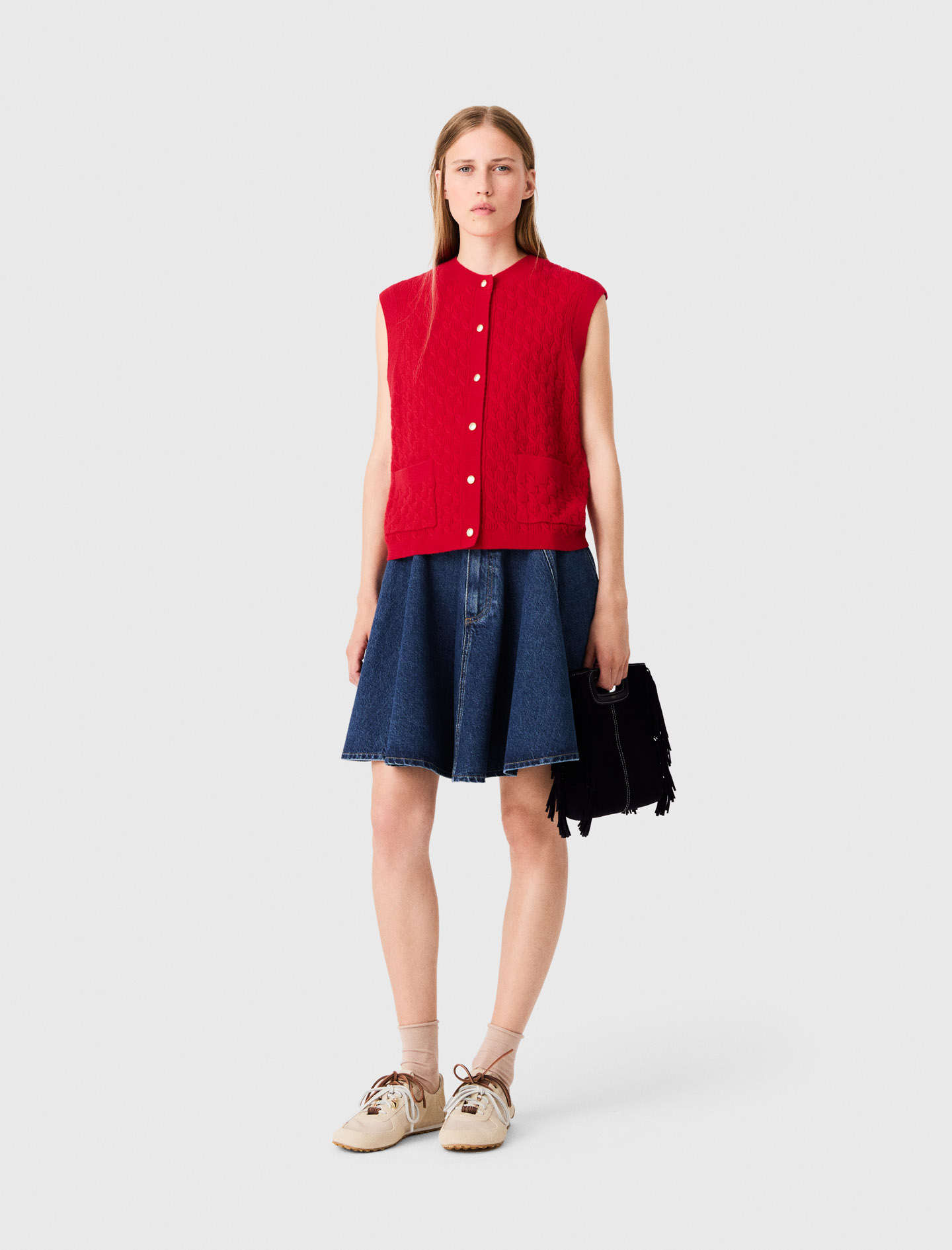 Top Senza Maniche In Maglia - Rosso - Taglia 38 - Maje