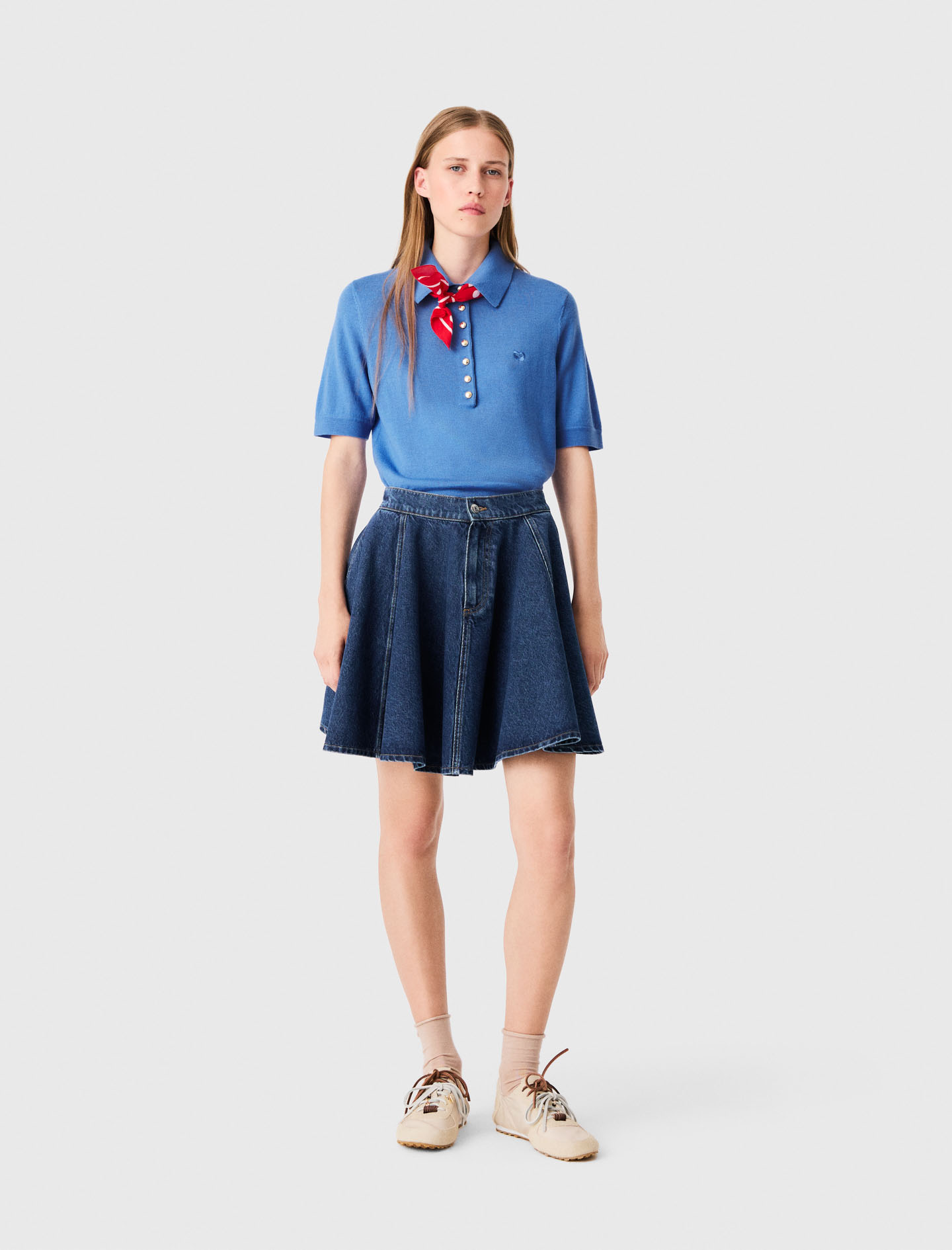 Gonna Corta Svasata In Denim - Blu - Taglia 42 - Maje