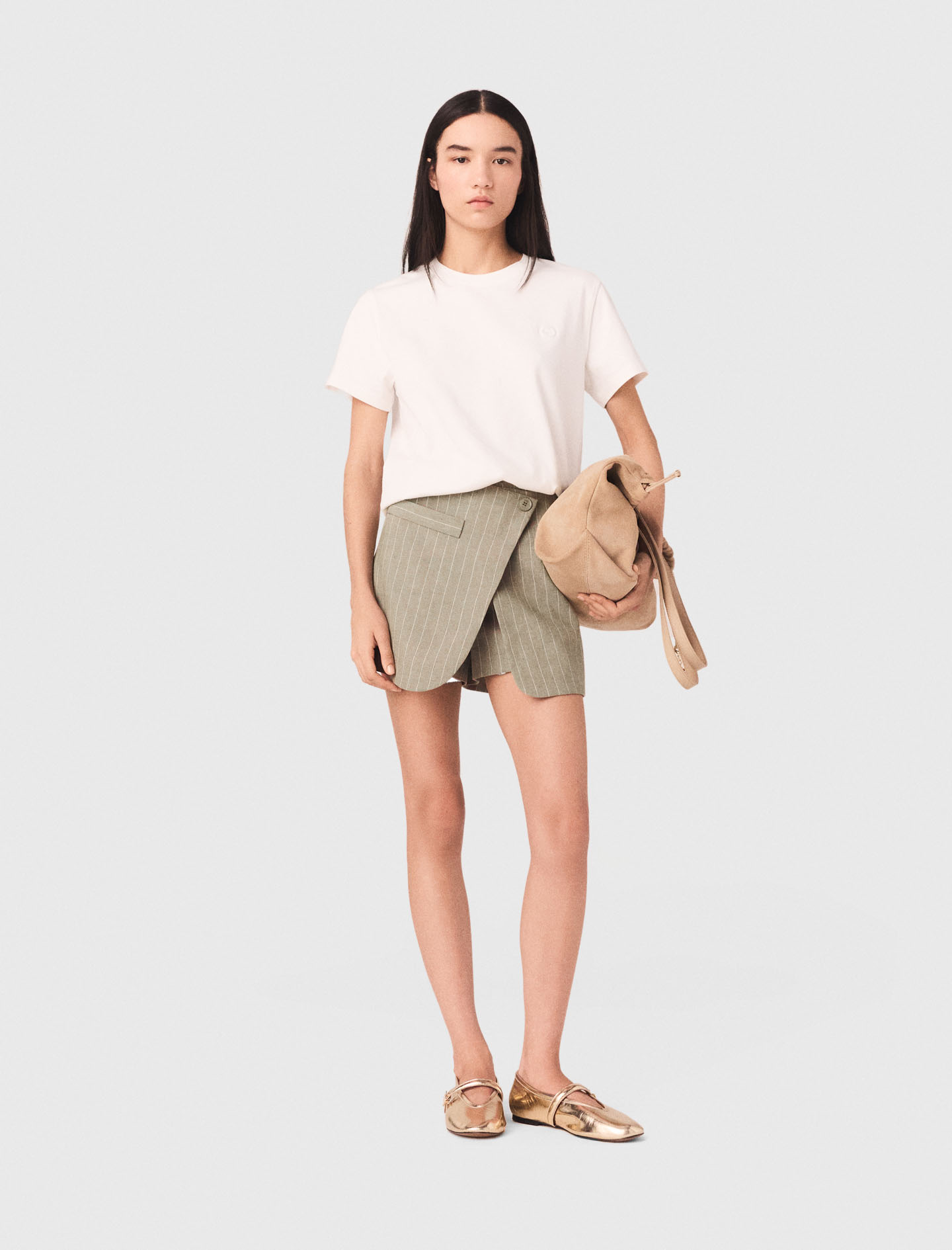 Shorts Trompe L'Œil In Misto Lino - Cachi - Taglia 38 - Maje