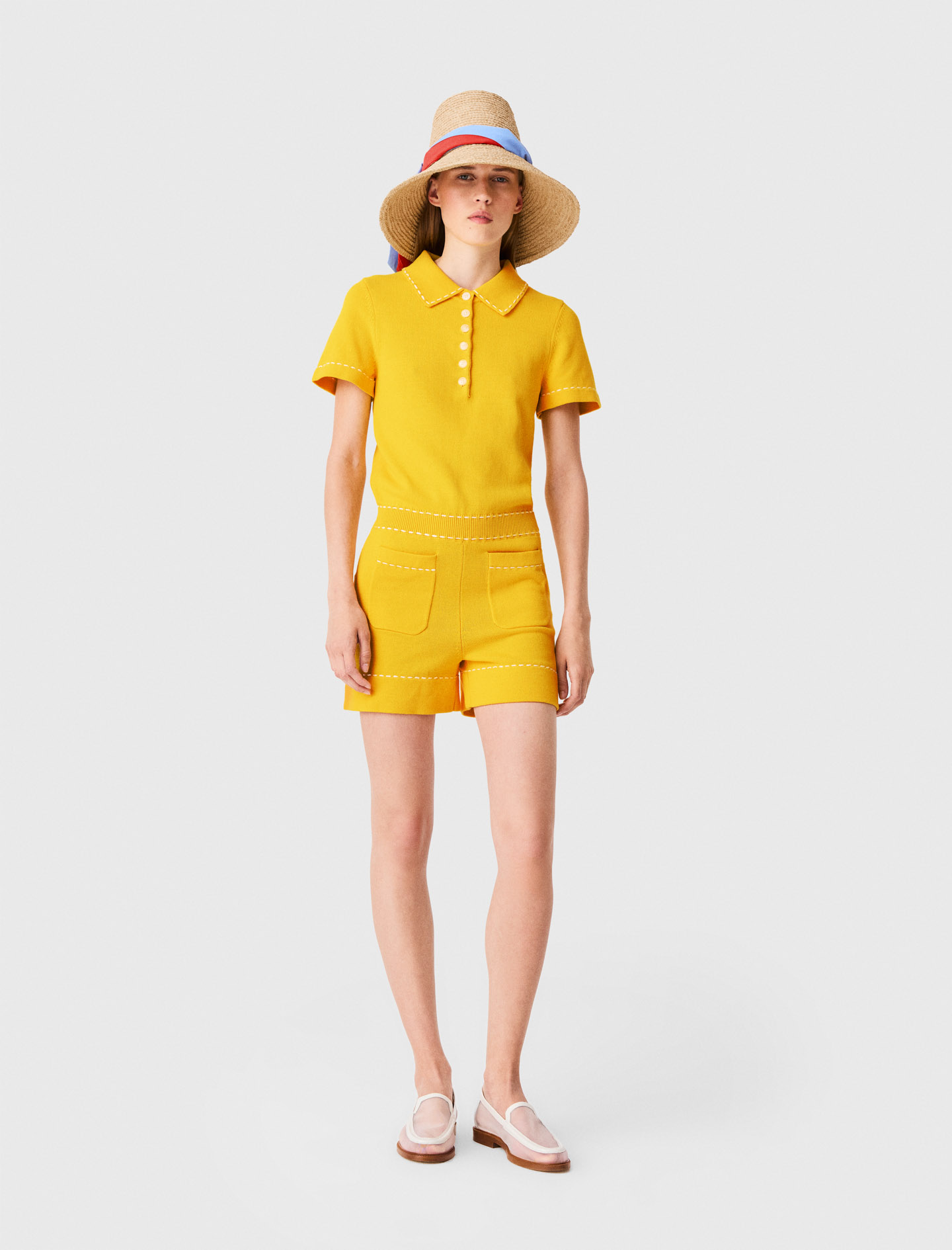 Tutina In Maglia Con Collo A Polo - Giallo - Taglia 42 - Maje