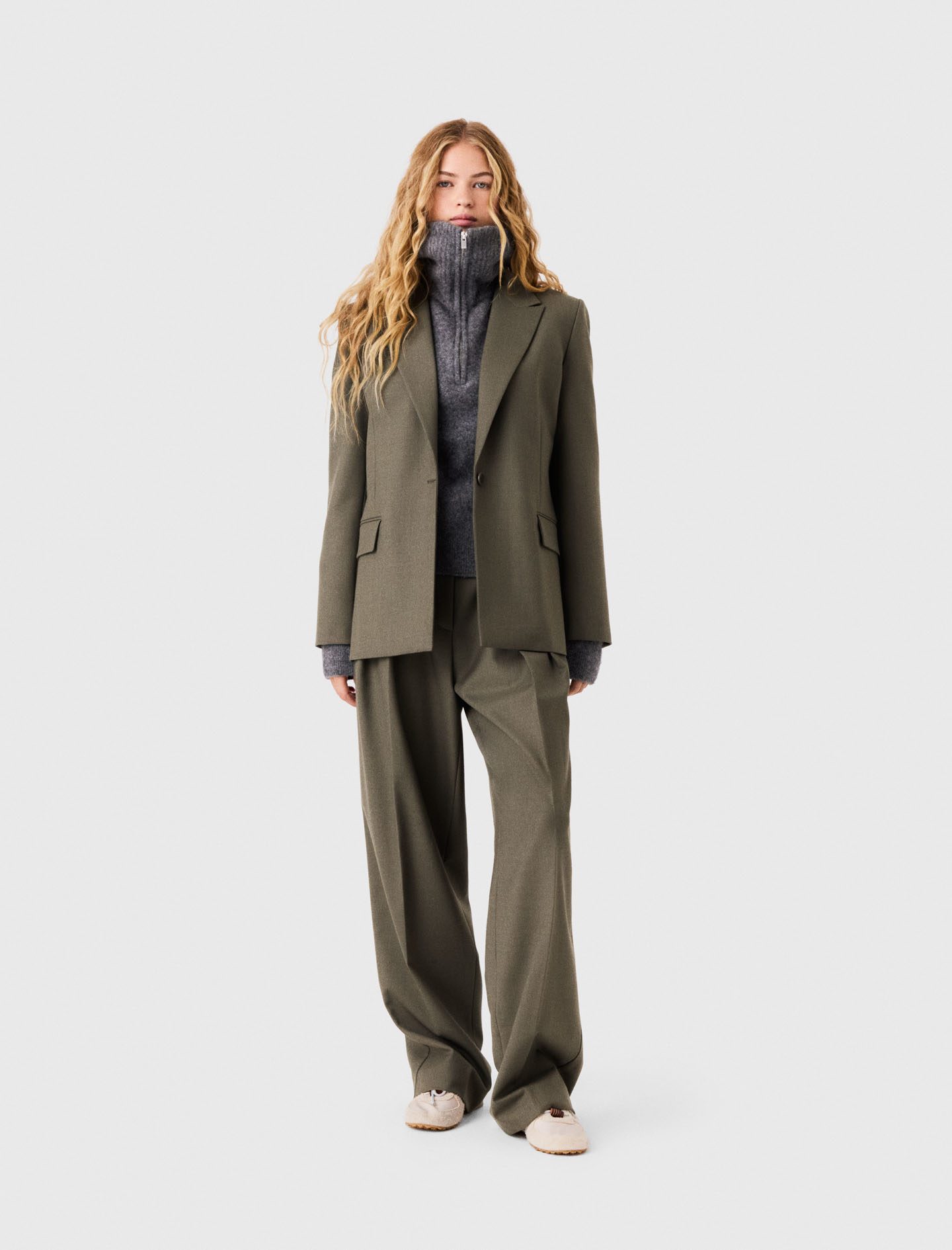 Giacca Da Tailleur Monopetto - Cachi - Taglia 38 - Maje